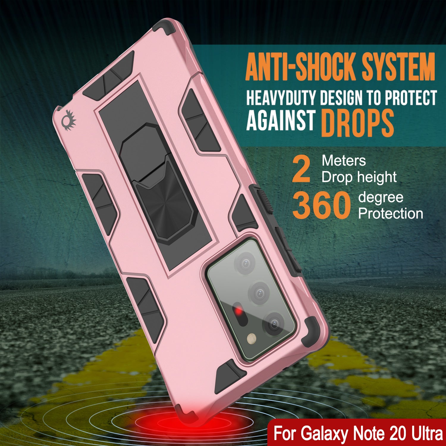 Punkcase Note 20 Ultra Case [ArmorShield Series] Military Style Protective Dual Layer Case Rose-Gold