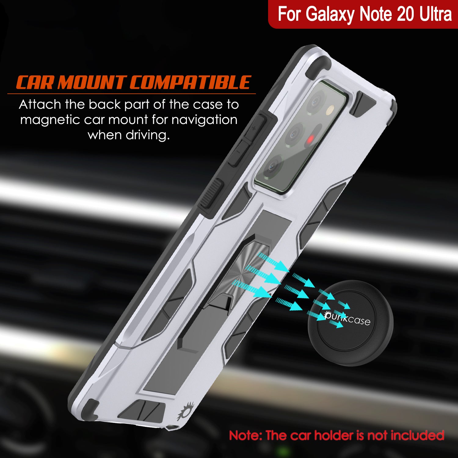 Punkcase Note 20 Ultra Case [ArmorShield Series] Military Style Protective Dual Layer Case White