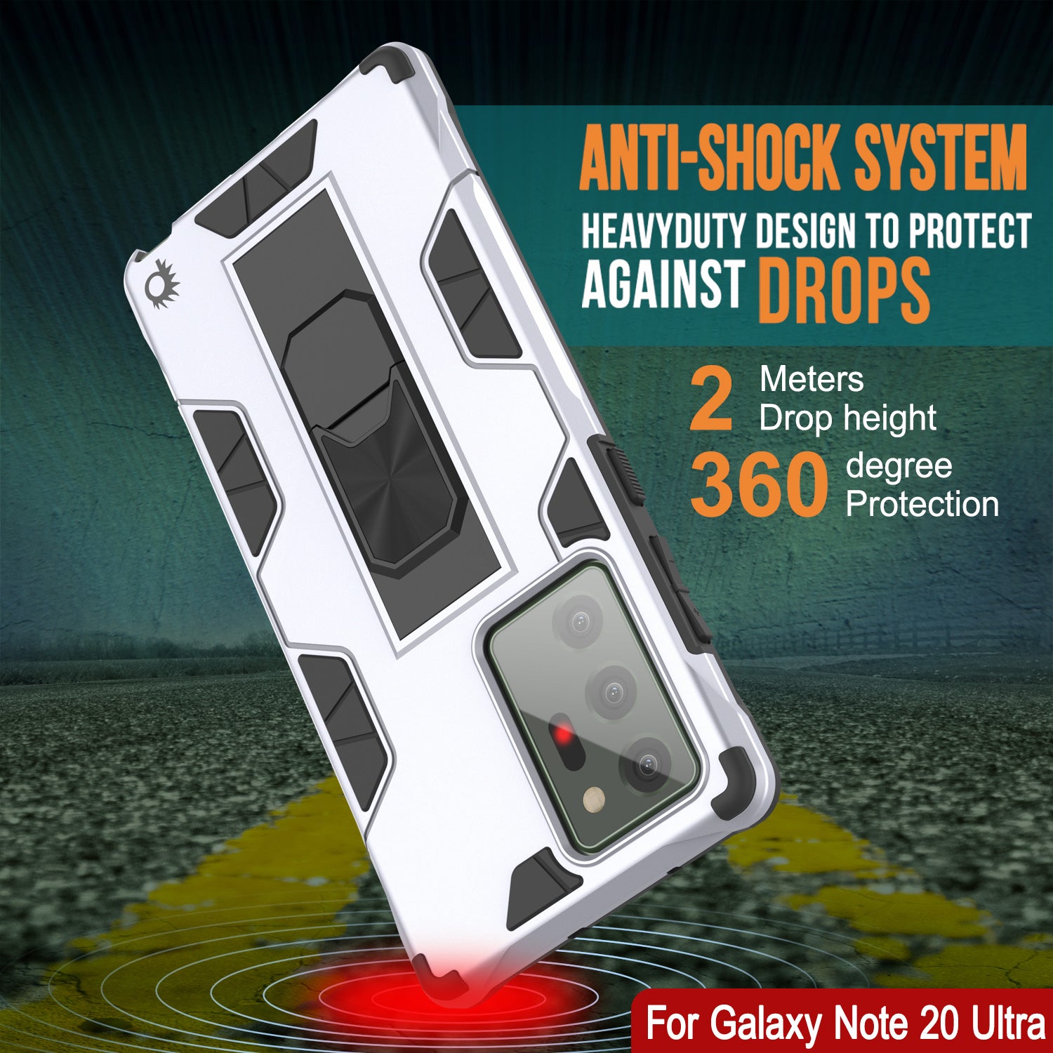 Punkcase Note 20 Ultra Case [ArmorShield Series] Military Style Protective Dual Layer Case White