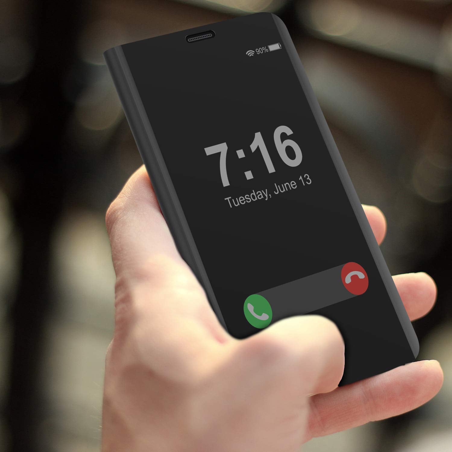 Punkcase Note 8 Reflector Case Protective Flip Cover [Black]