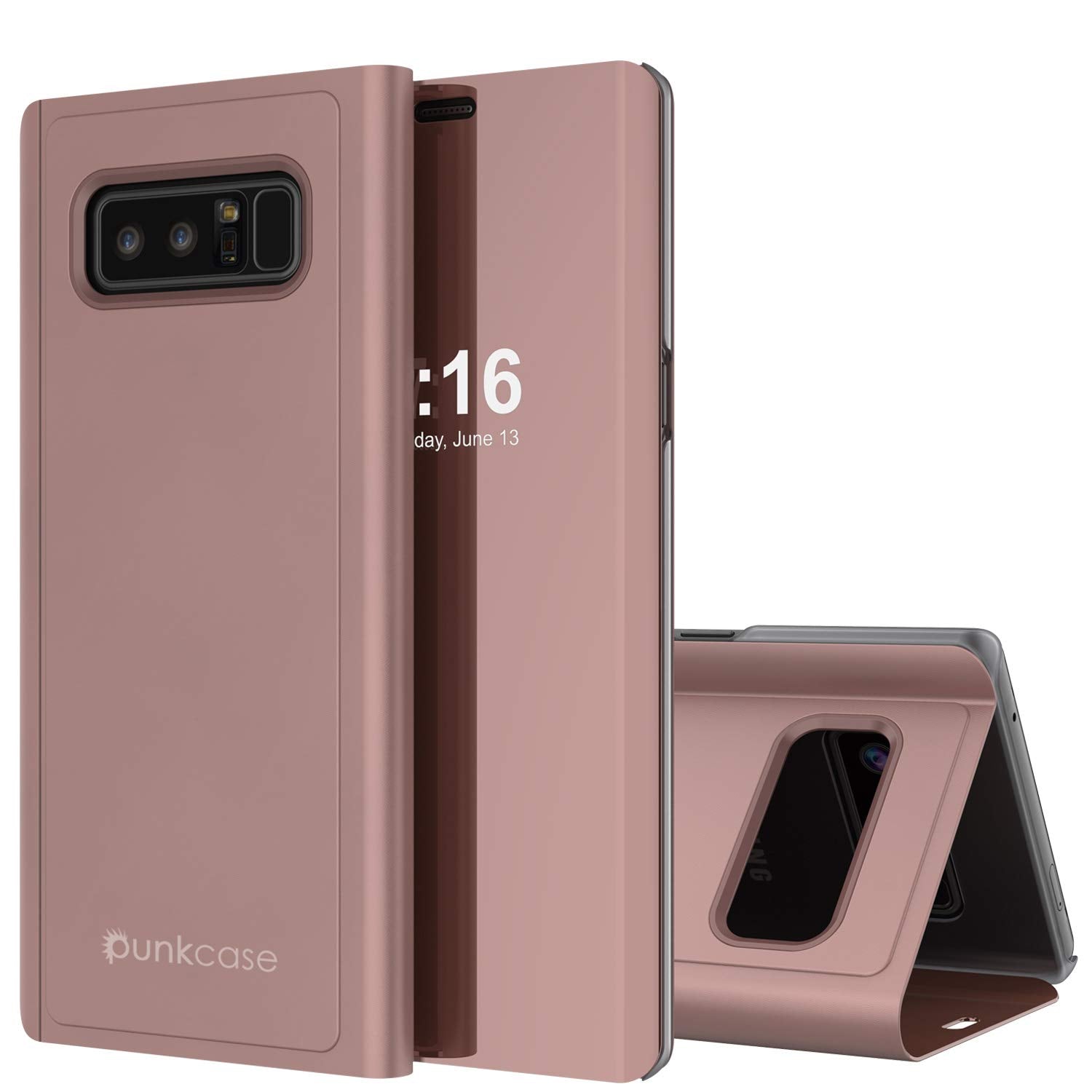 Punkcase Note 8 Reflector Case Protective Flip Cover [Rose]