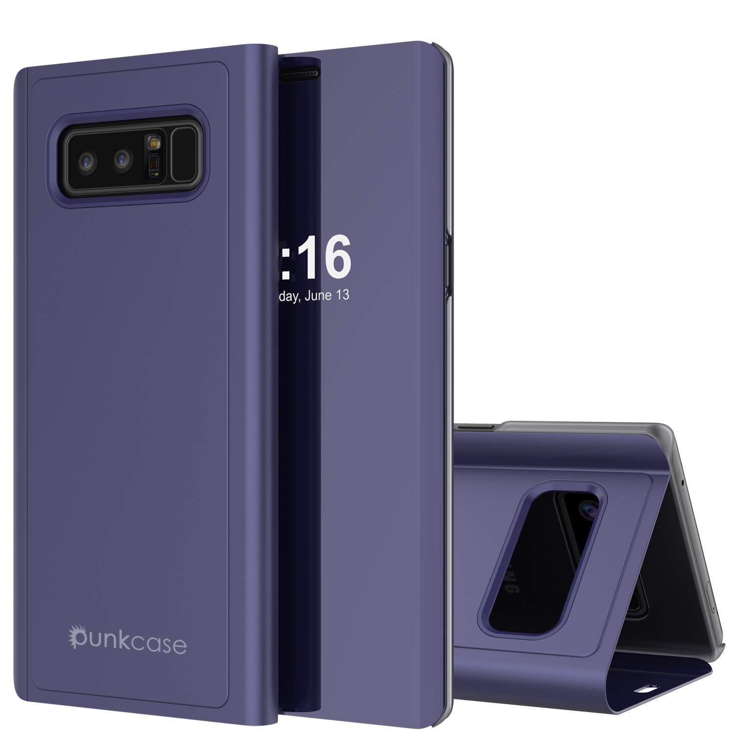 Punkcase Note 8 Reflector Case Protective Flip Cover [Purple]