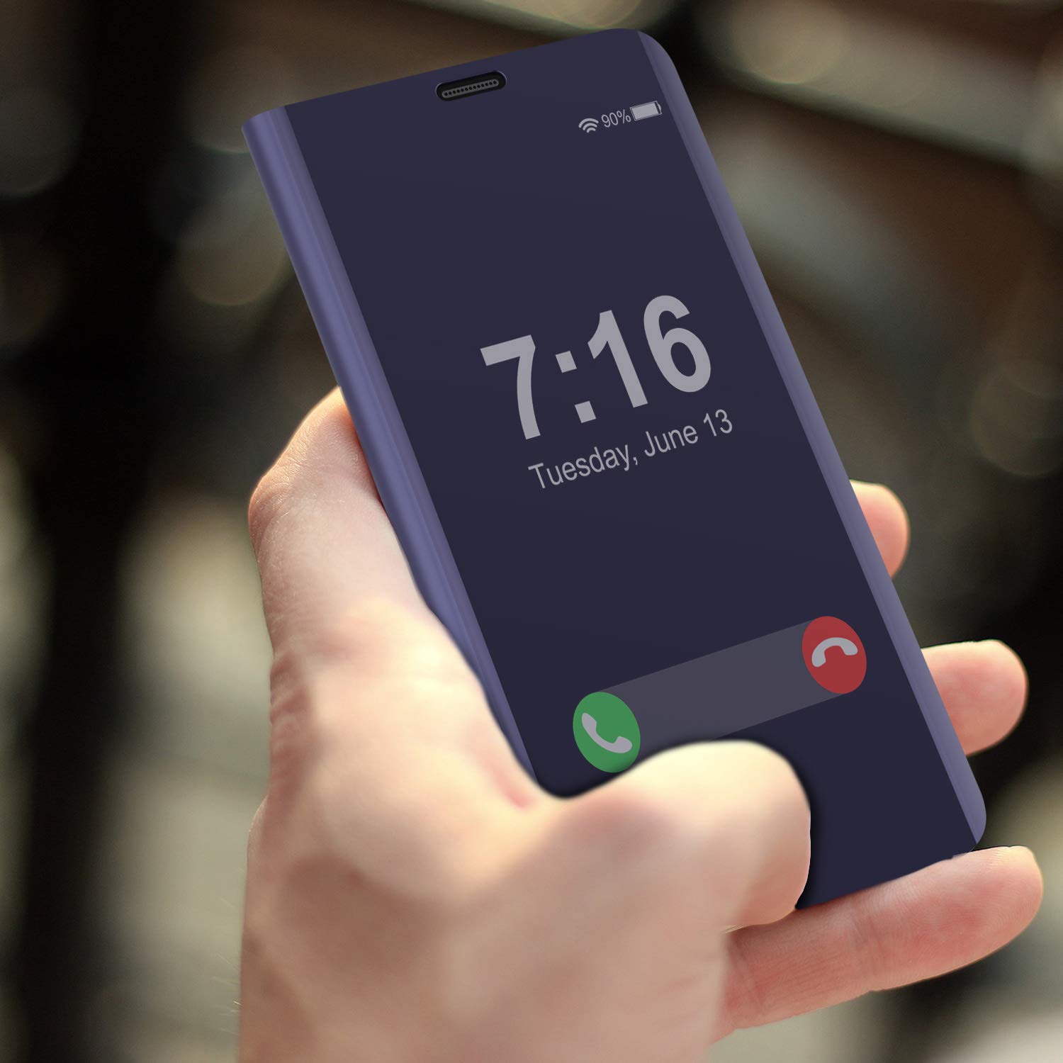 Punkcase Note 8 Reflector Case Protective Flip Cover [Purple]