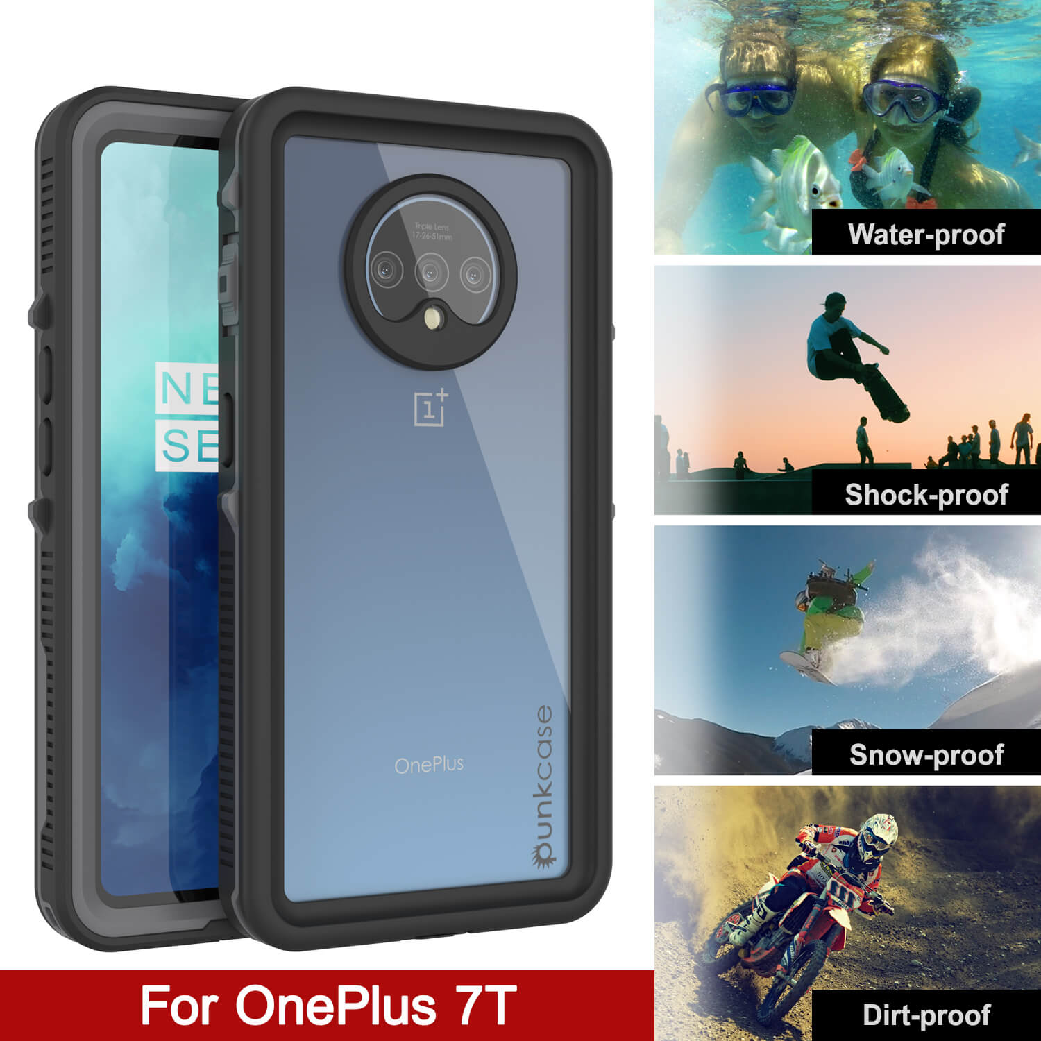 Punkcase OnePlus 7T Waterproof Case [StudStar Series] [Slim