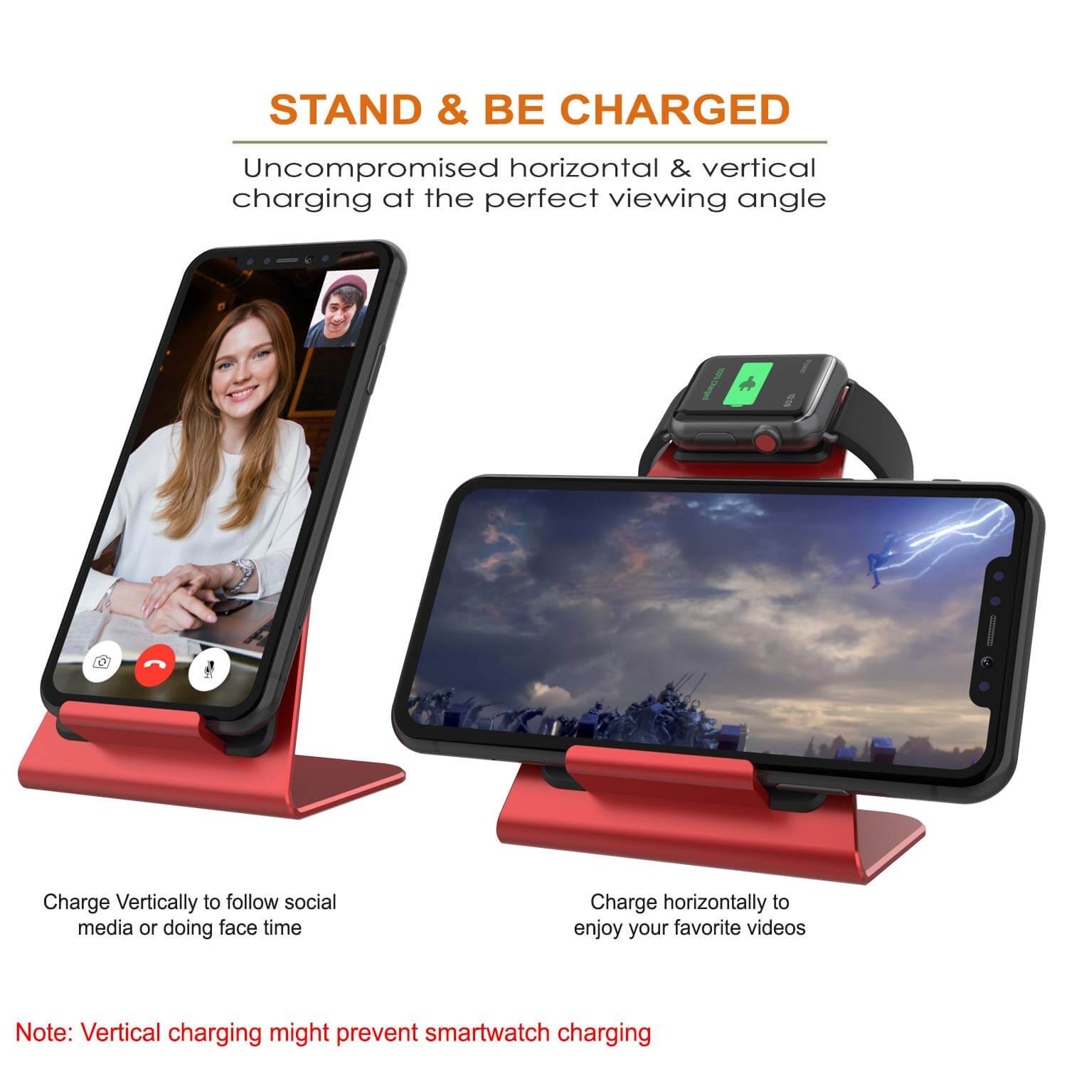 Punkcase Phone and Watch Charging Station [Red]