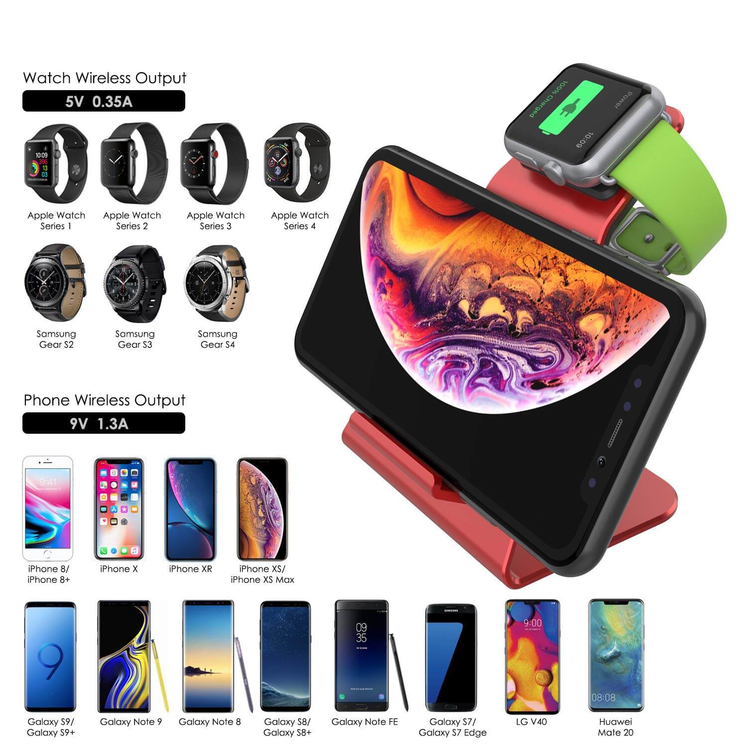 Punkcase Phone and Watch Charging Station [Red]