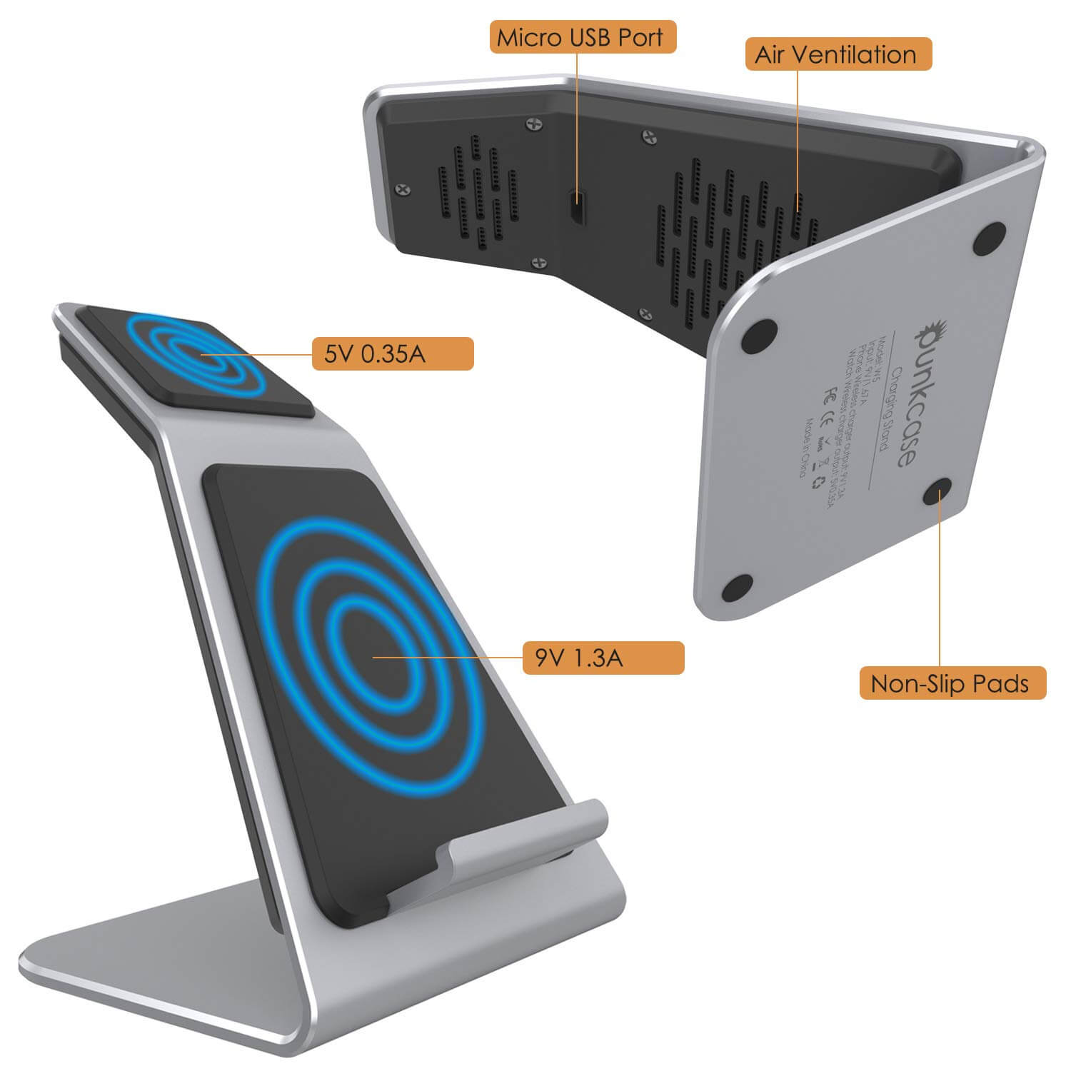 Punkcase Phone and Watch Charging Station [Silver]