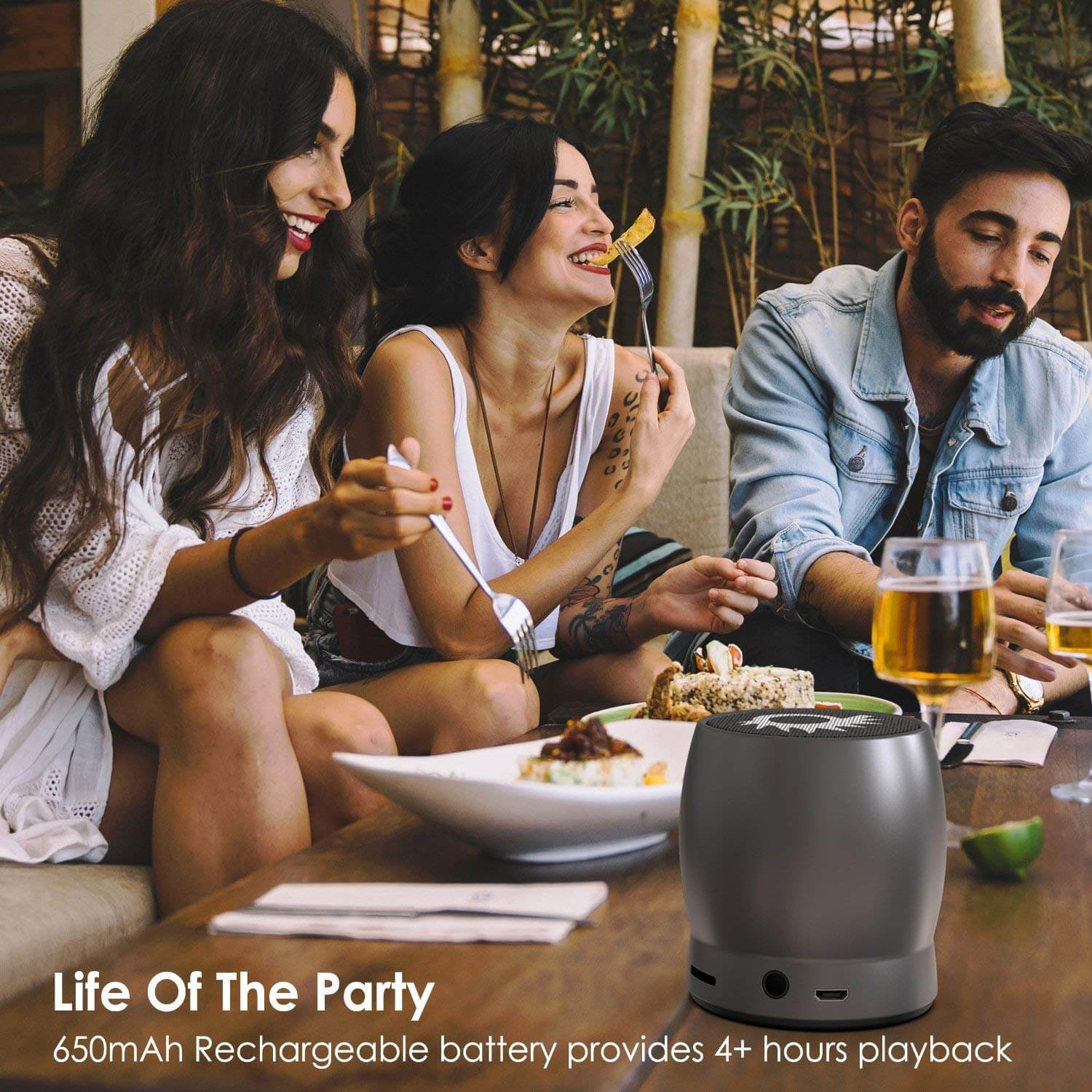 Punkcase ROCKER Portable Wireless Bluetooth Speaker for iPhone/Android [Metallic Grey]