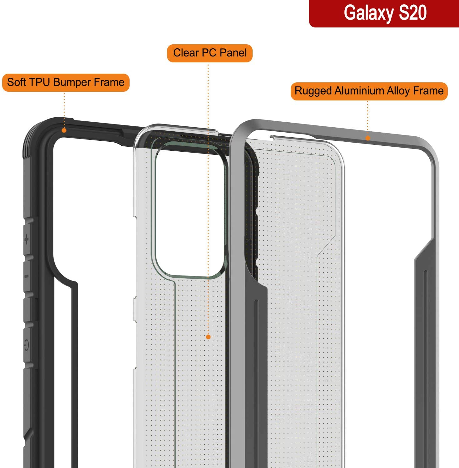 Punkcase S20 ravenger Case Protective Military Grade Multilayer Cover [Grey-Black]