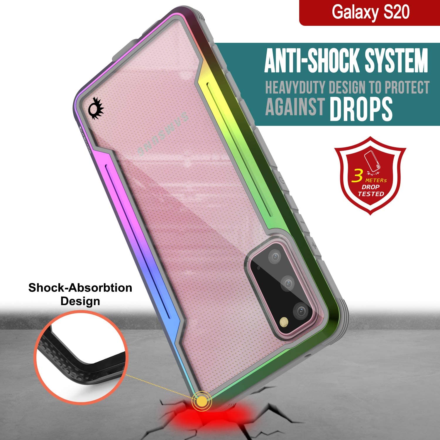 Punkcase S20 ravenger Case Protective Military Grade Multilayer Cover [Rainbow]