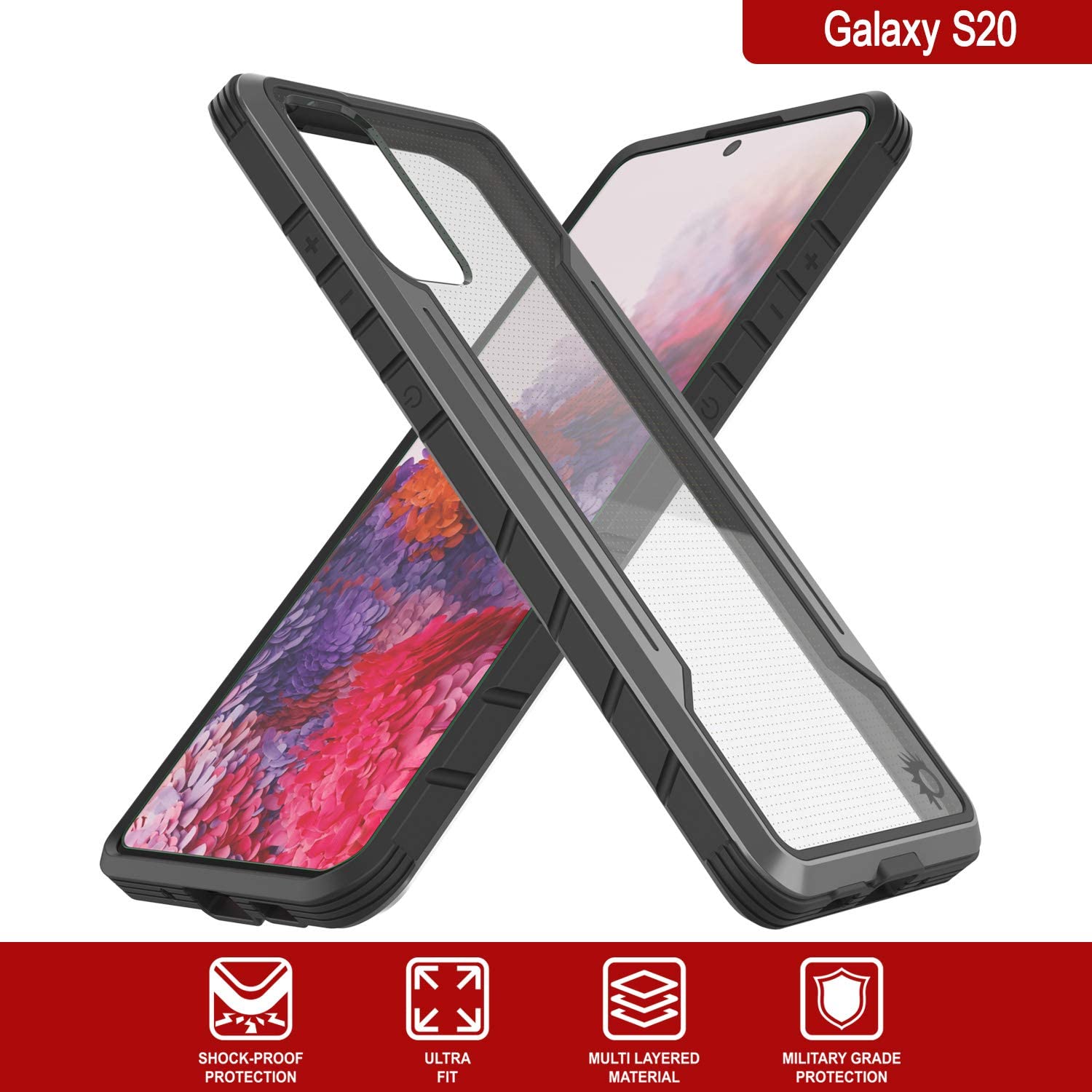 Punkcase S20 ravenger Case Protective Military Grade Multilayer Cover [Grey-Black]