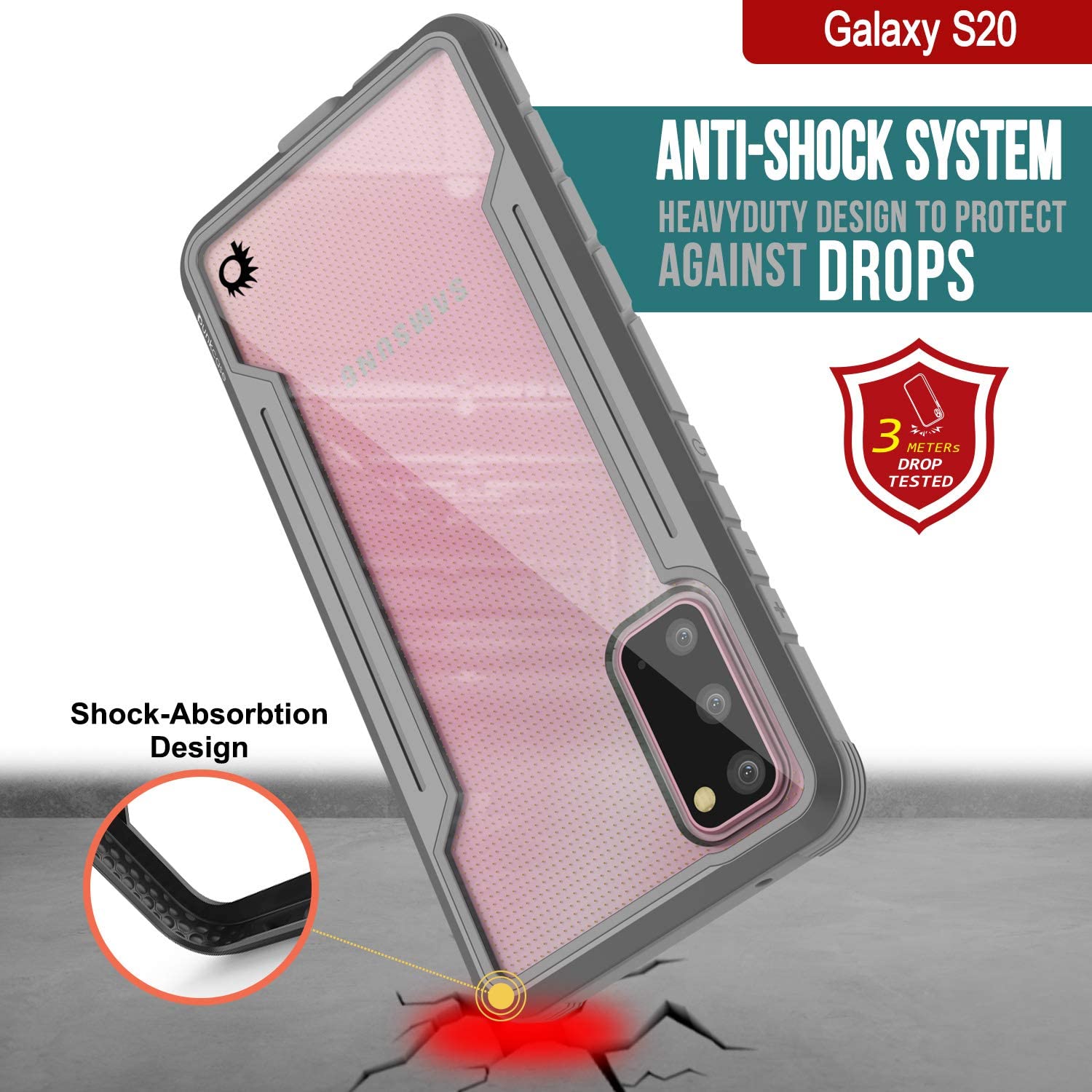 Punkcase S20 ravenger Case Protective Military Grade Multilayer Cover [Grey]