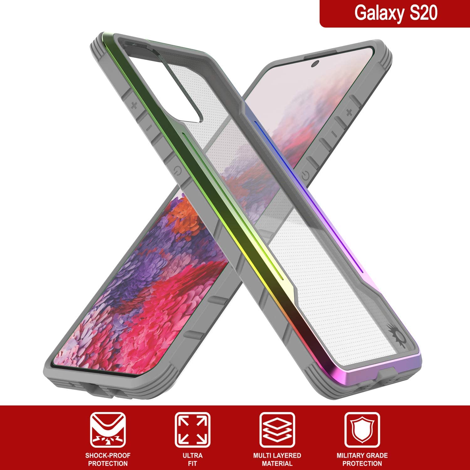 Punkcase S20 ravenger Case Protective Military Grade Multilayer Cover [Rainbow]