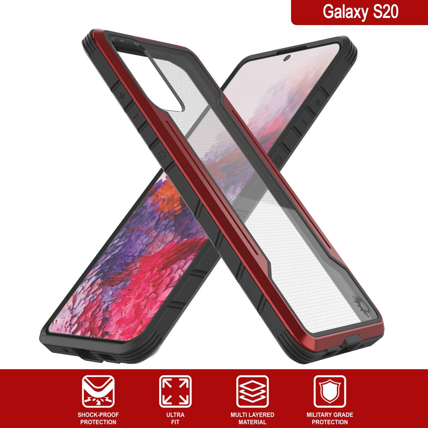 Punkcase S20 ravenger Case Protective Military Grade Multilayer Cover [Red]