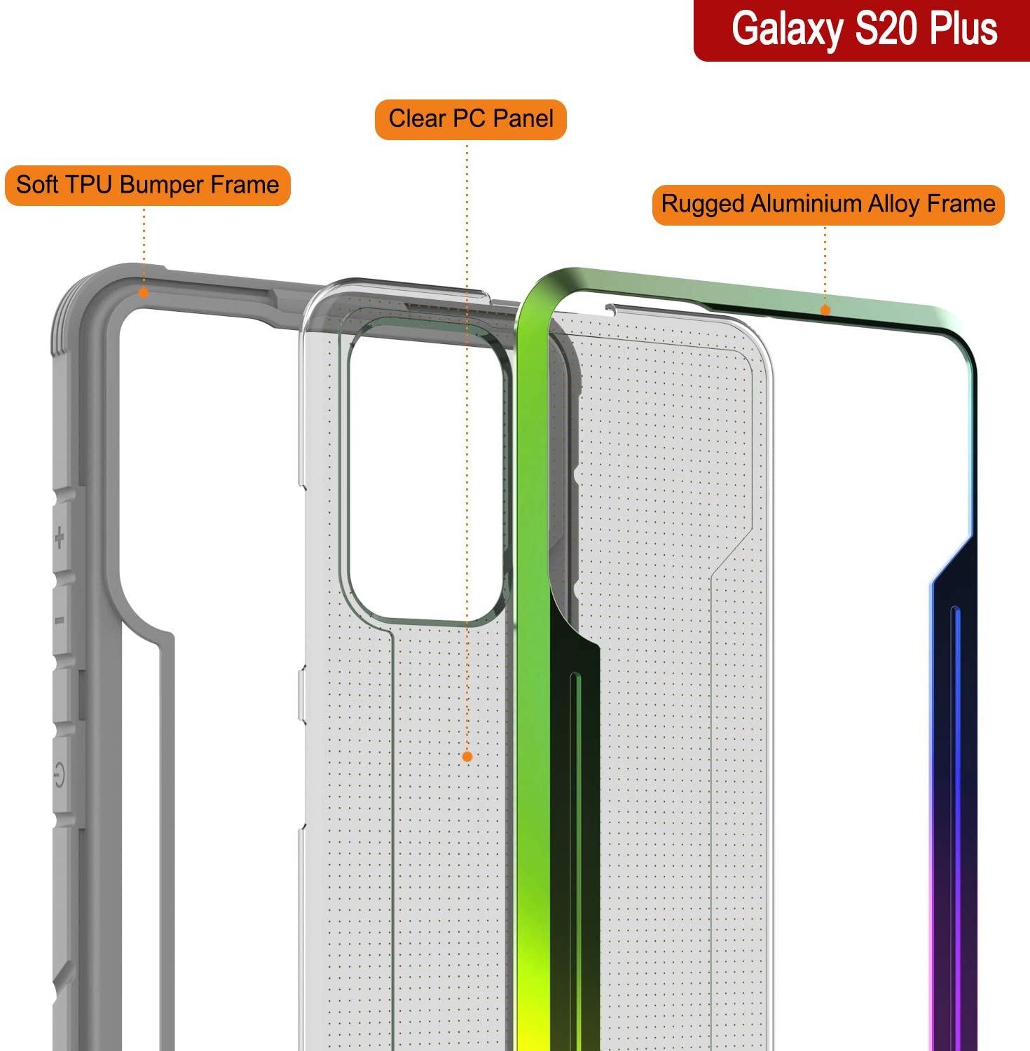 Punkcase S20+ Plus ravenger Case Protective Military Grade Multilayer Cover [Rainbow]