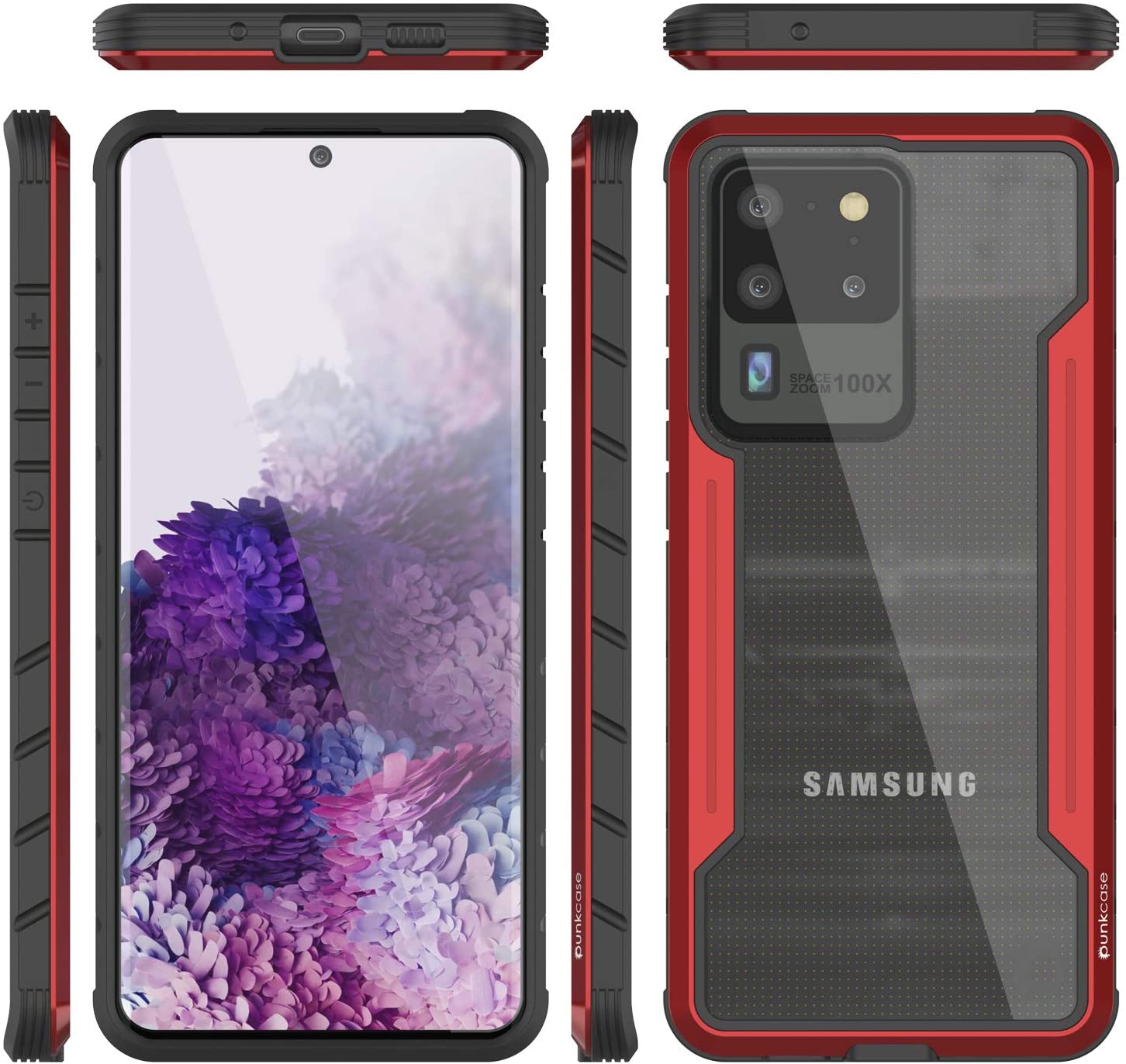 Punkcase S20 Ultra ravenger Case Protective Military Grade Multilayer Cover [Red]