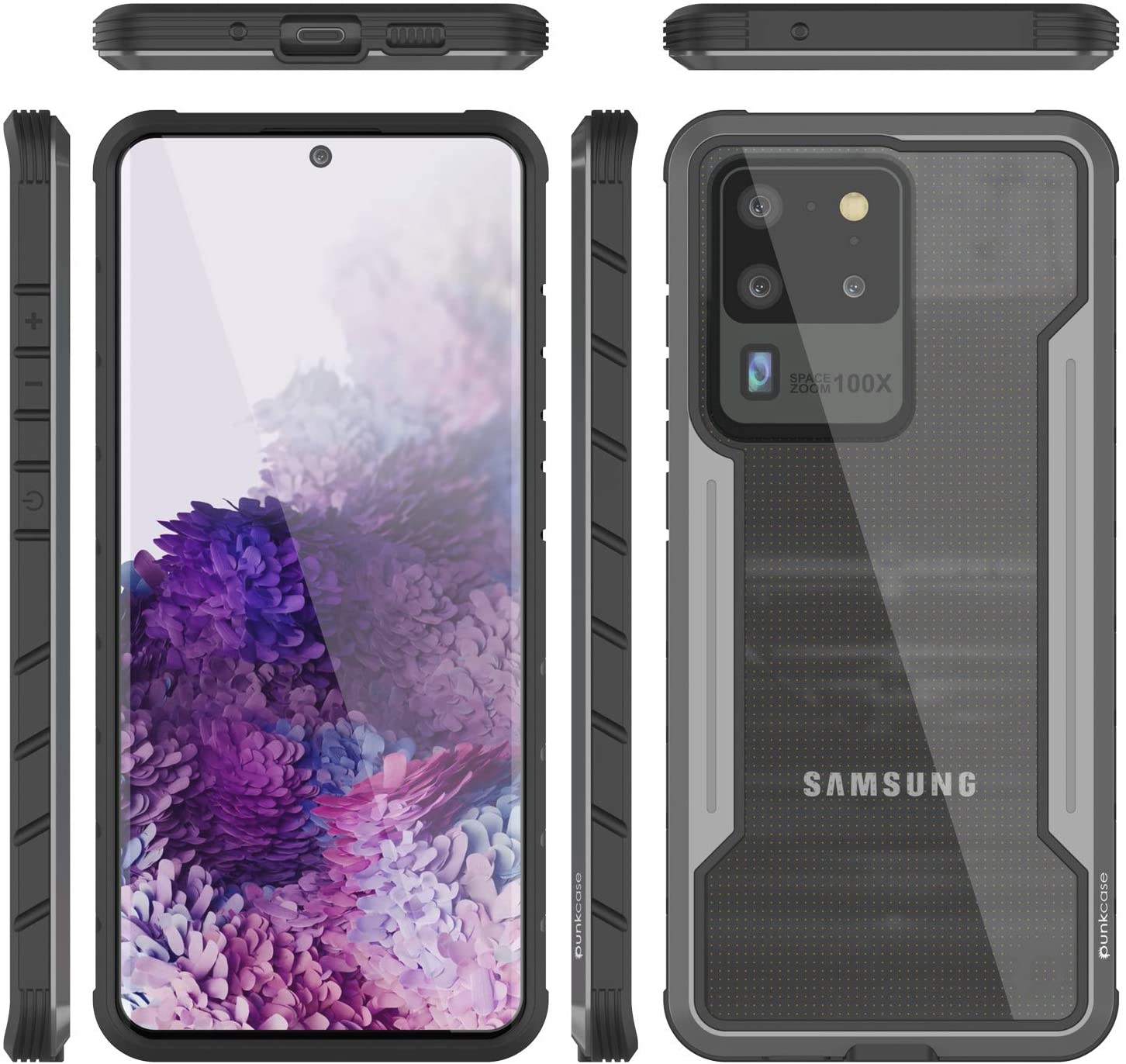 Punkcase S20 Ultra ravenger Case Protective Military Grade Multilayer Cover [Grey-Black]