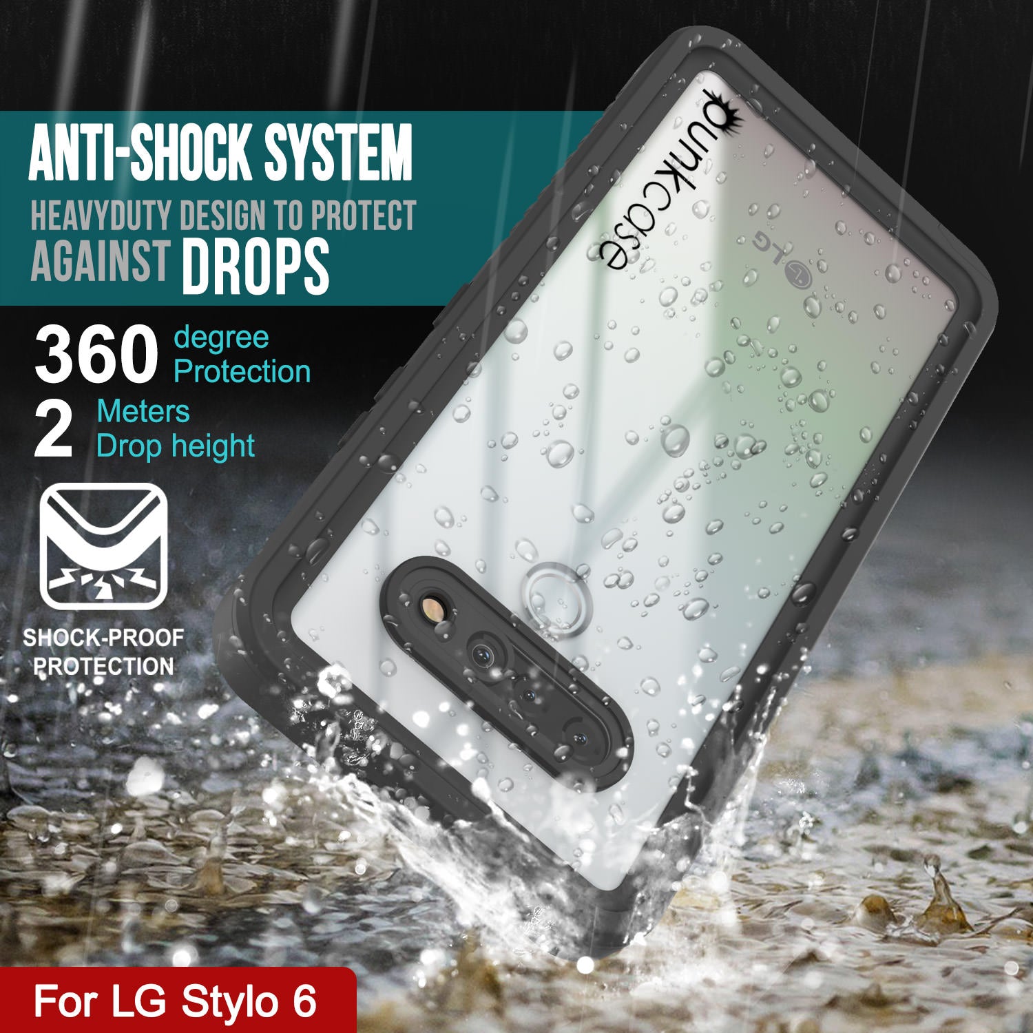 Punkcase Stylo 6 Waterproof Case [Extreme Series] Armor Cover for LG Stylo 6 [Black]