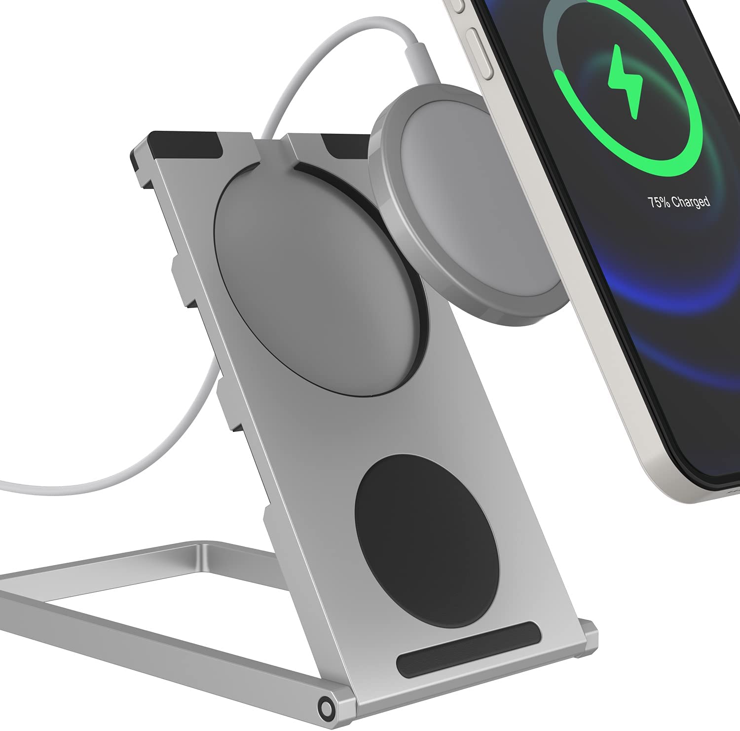 Punkcase Universal Magnetic Wireless Desk Charger Stand [Silver]