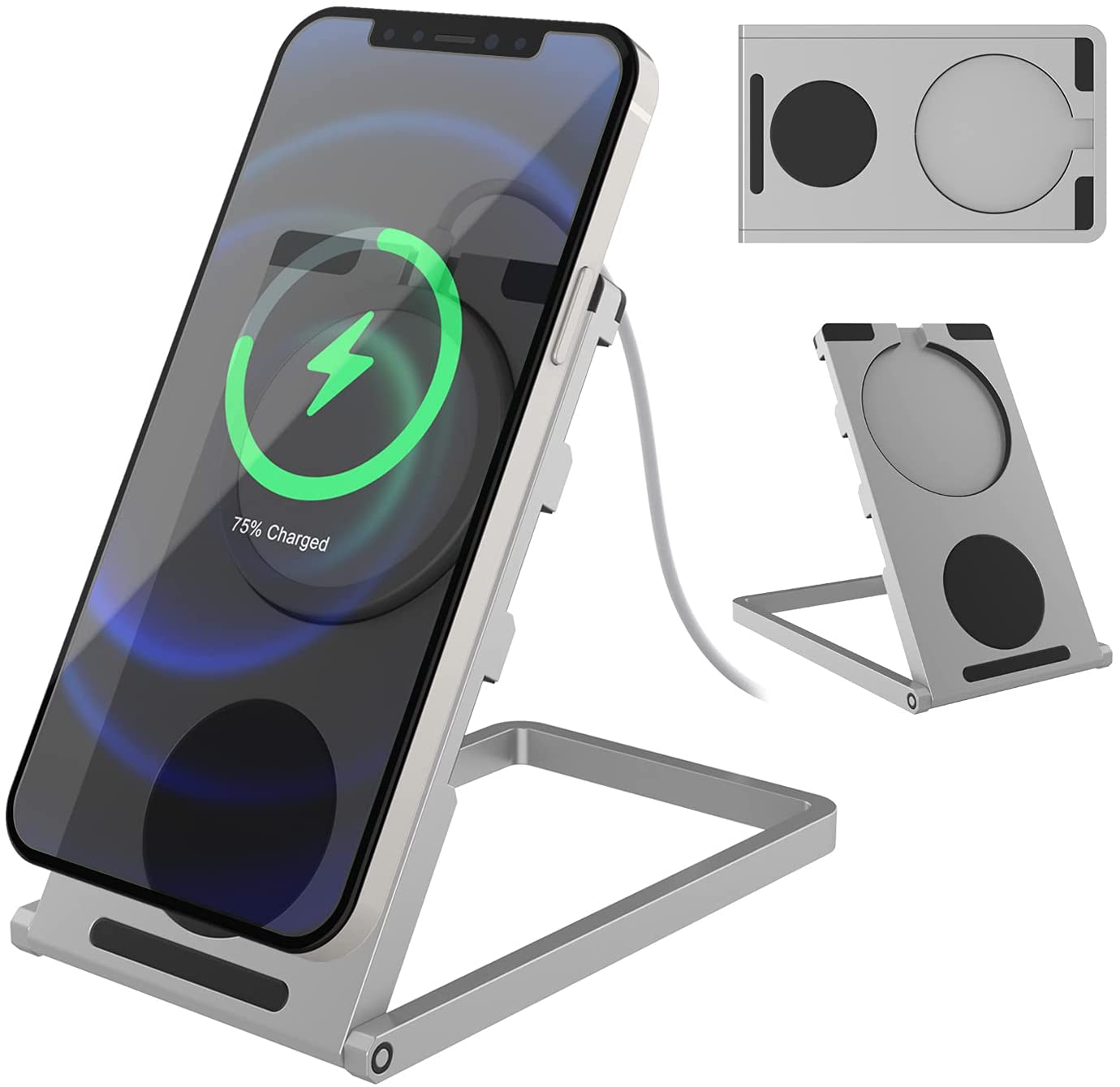 Punkcase Universal Magnetic Wireless Desk Charger Stand [Silver]