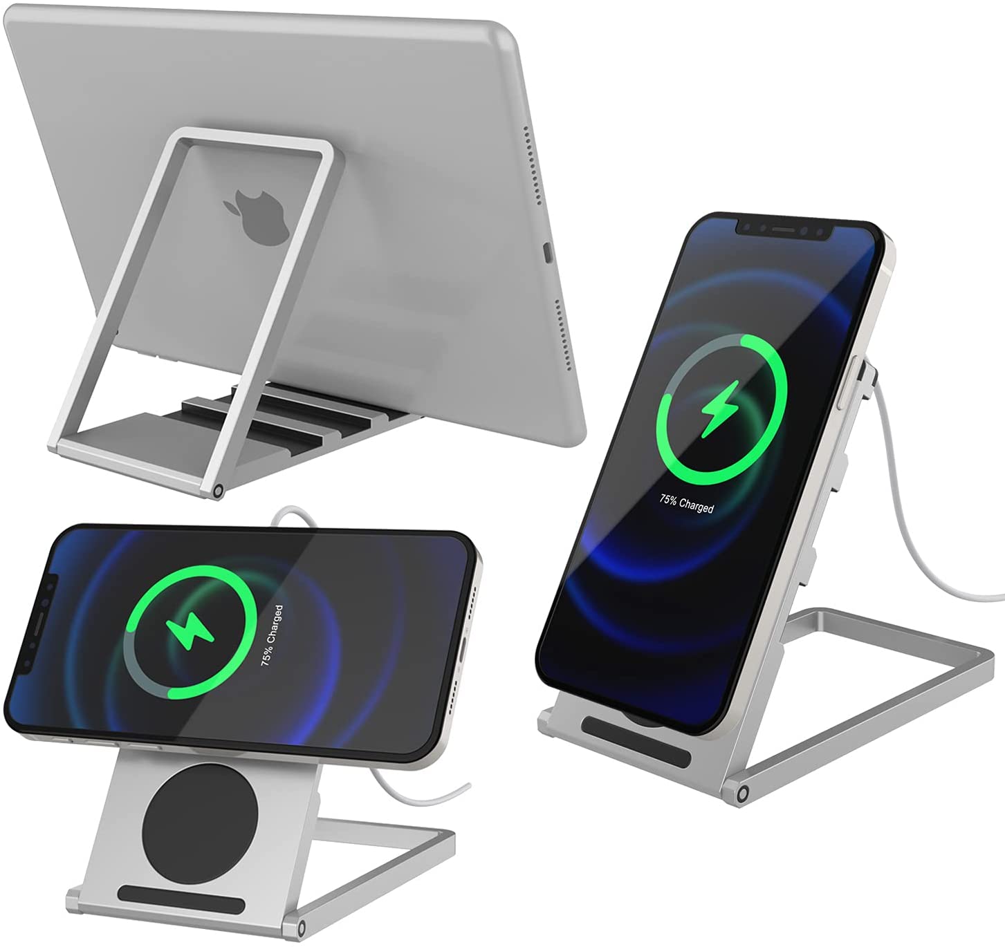 Punkcase Universal Magnetic Wireless Desk Charger Stand [Silver]