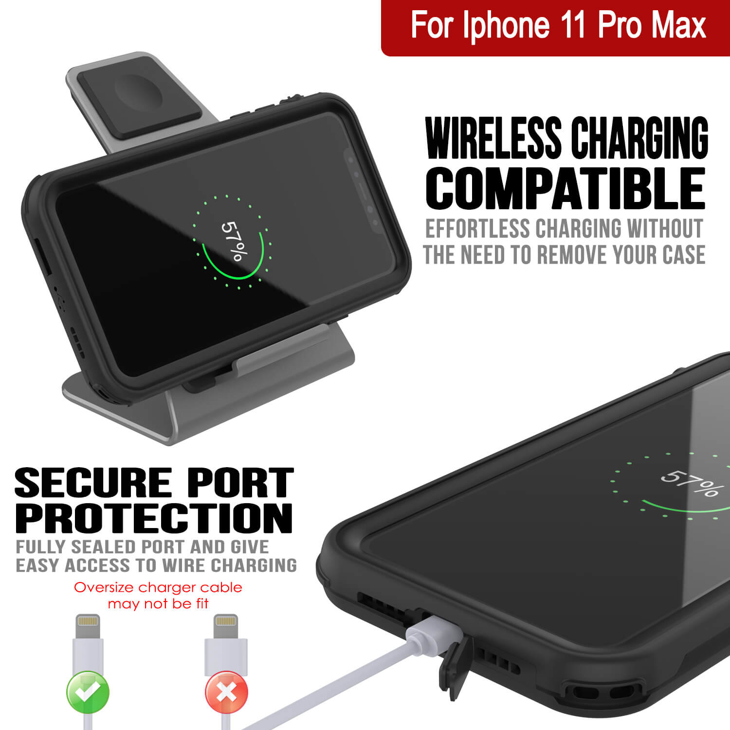 iPhone 11 Pro Max Waterproof IP68 Case, Punkcase [Black] [Rapture Series]  W/Built in Screen Protector