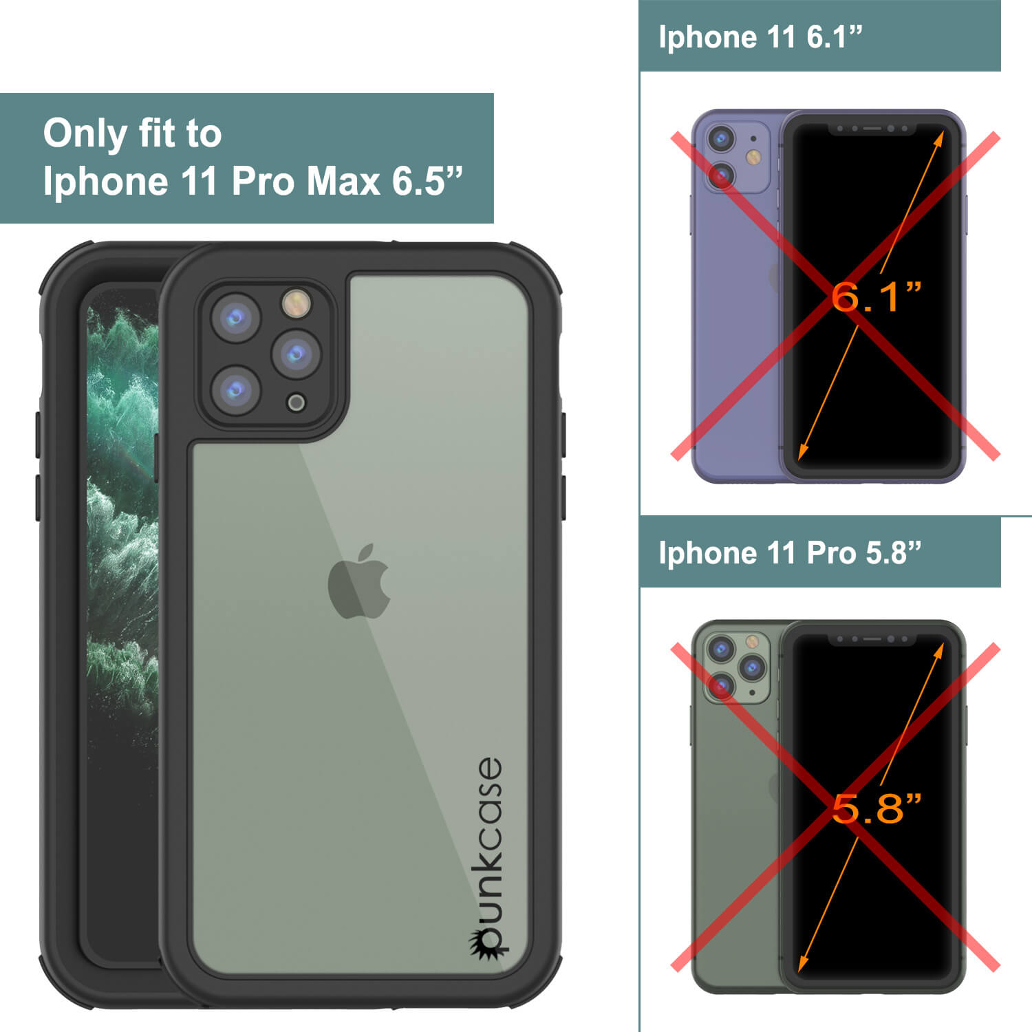 iPhone 11 Pro Max Waterproof IP68 Case, Punkcase [Black] [Rapture Series]  W/Built in Screen Protector