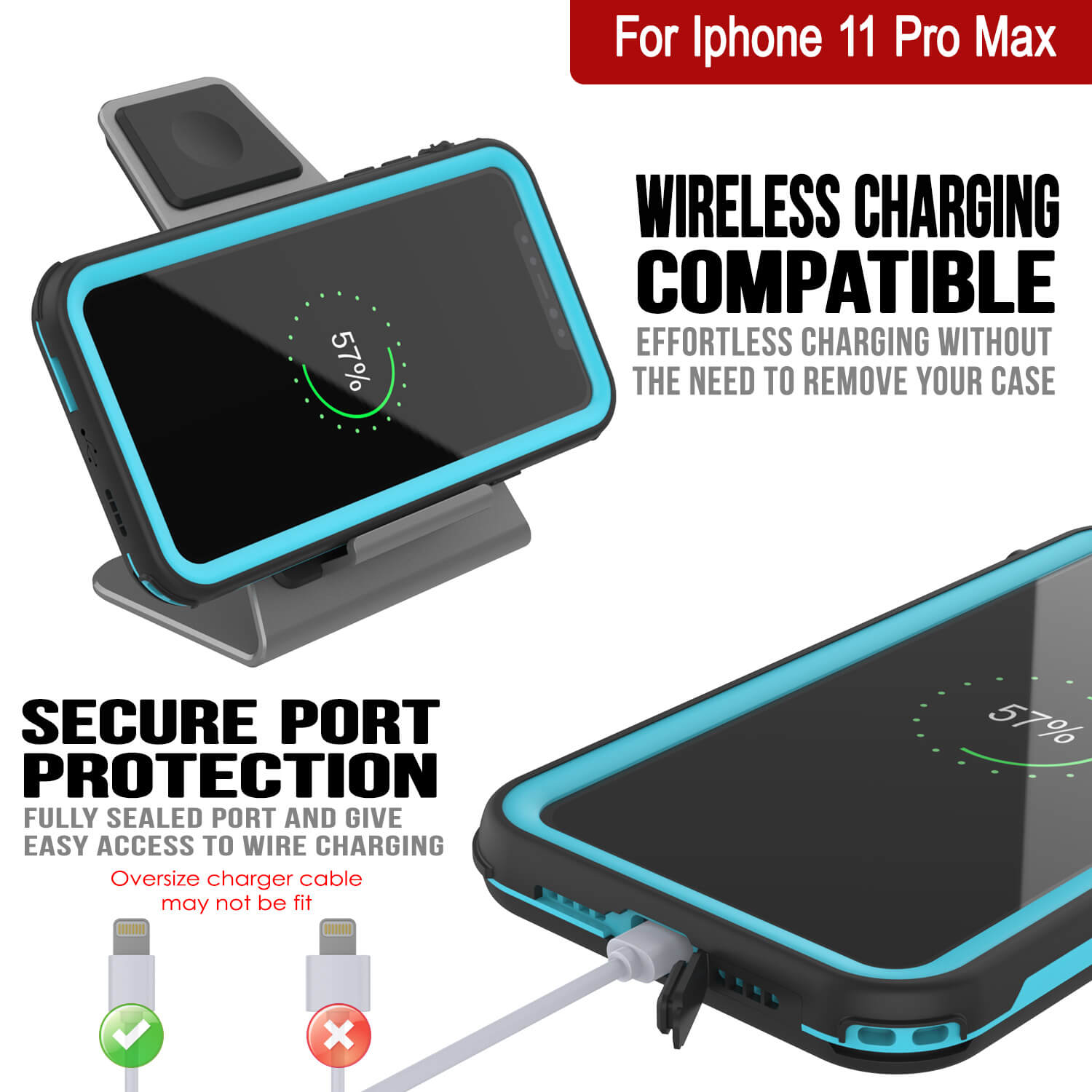 iPhone 11 Pro Max Waterproof IP68 Case, Punkcase [Blue] [Rapture Series]  W/Built in Screen Protector