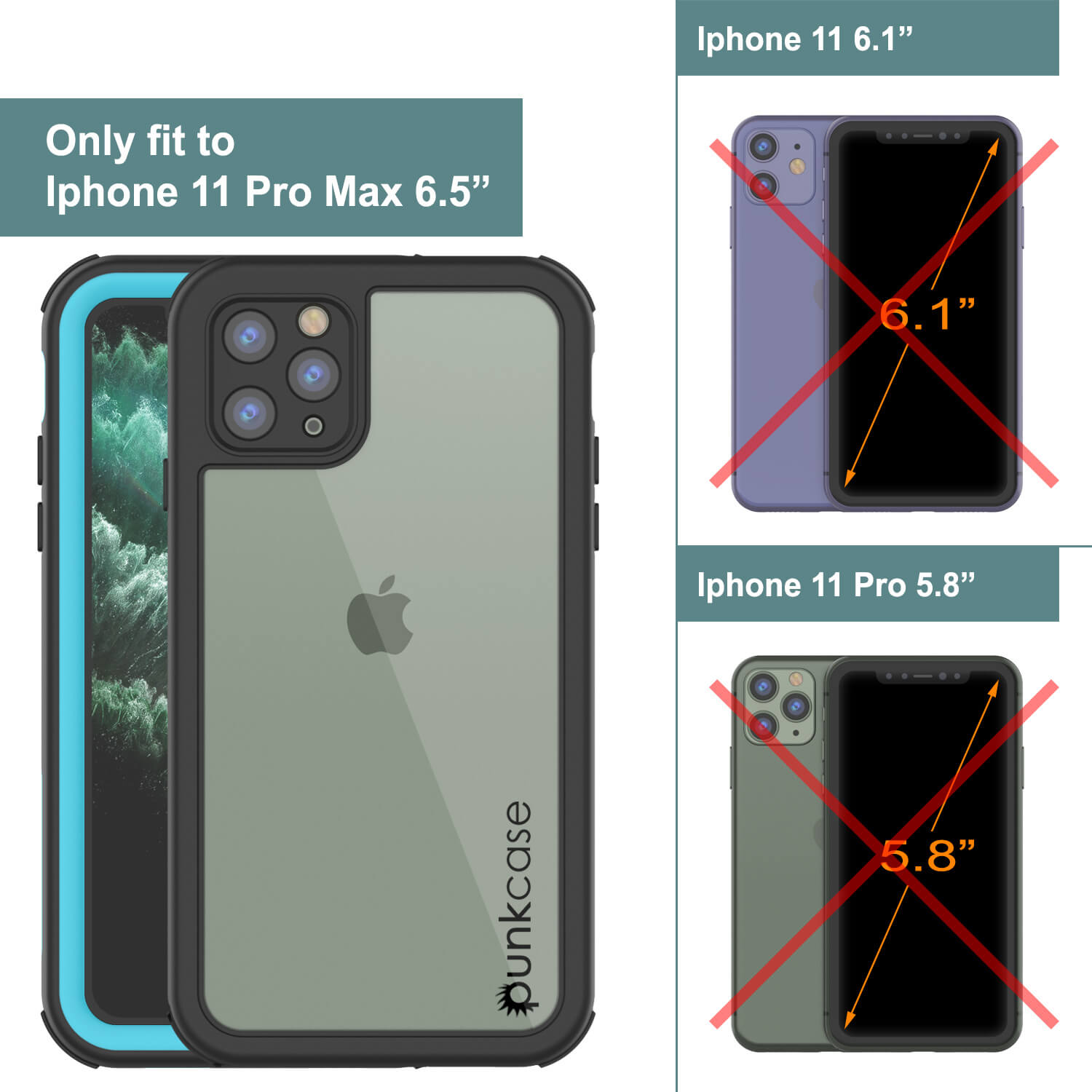 iPhone 11 Pro Max Waterproof IP68 Case, Punkcase [Blue] [Rapture Series]  W/Built in Screen Protector