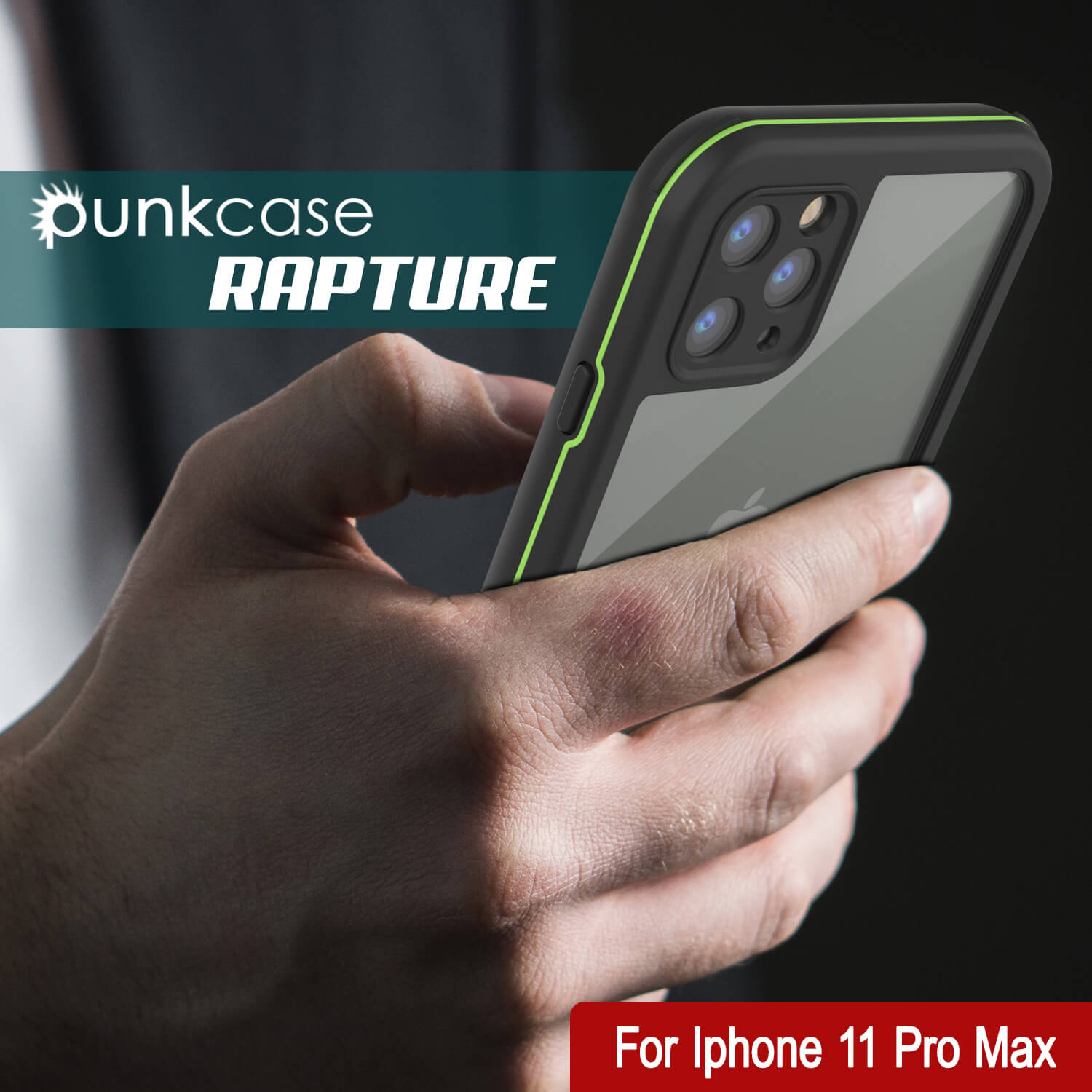iPhone 11 Pro Max Waterproof IP68 Case, Punkcase [Green] [Rapture Series]  W/Built in Screen Protector