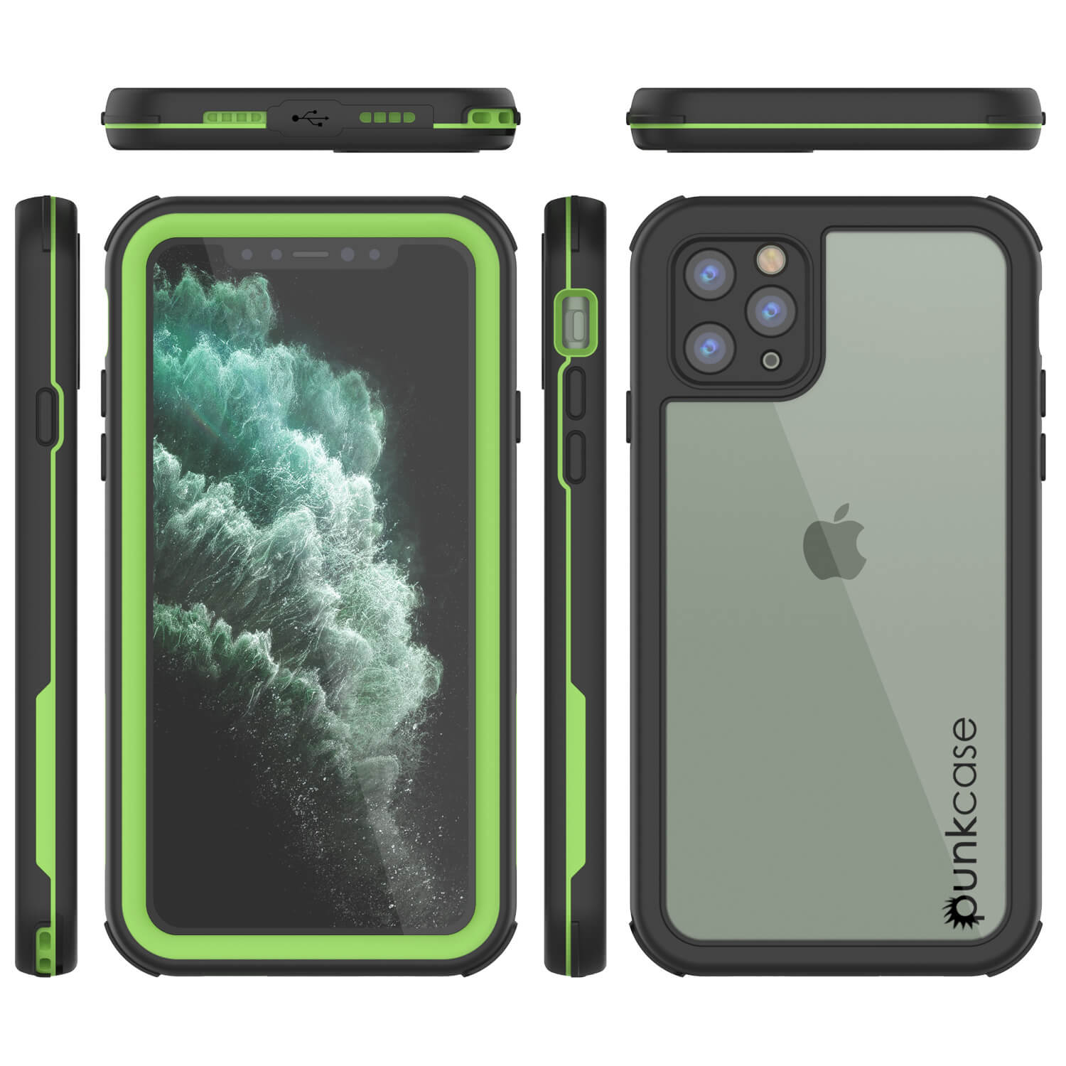 iPhone 11 Pro Max Waterproof IP68 Case, Punkcase [Green] [Rapture Series]  W/Built in Screen Protector
