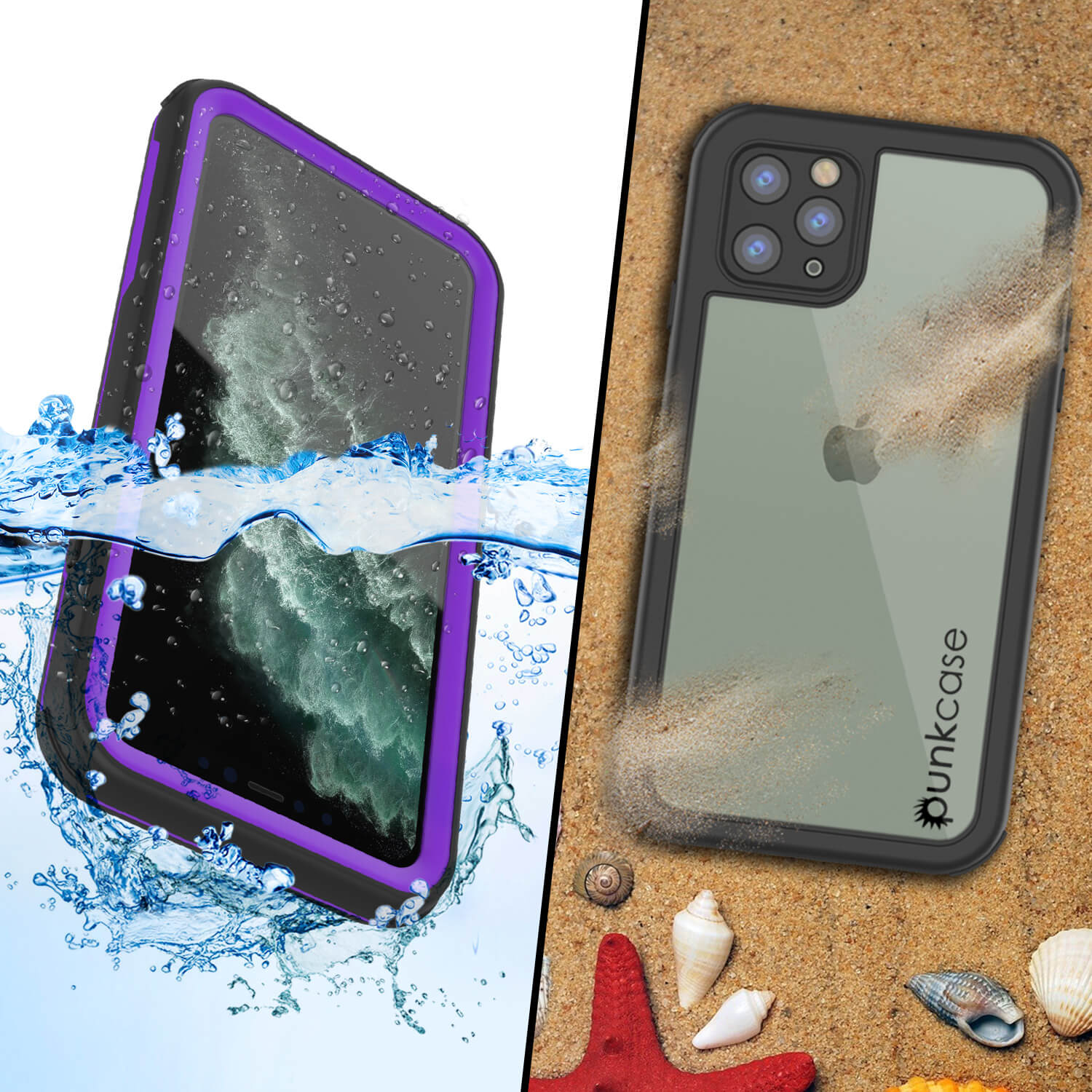 iPhone 11 Pro Max Waterproof IP68 Case, Punkcase [Purple] [Rapture Series]  W/Built in Screen Protector