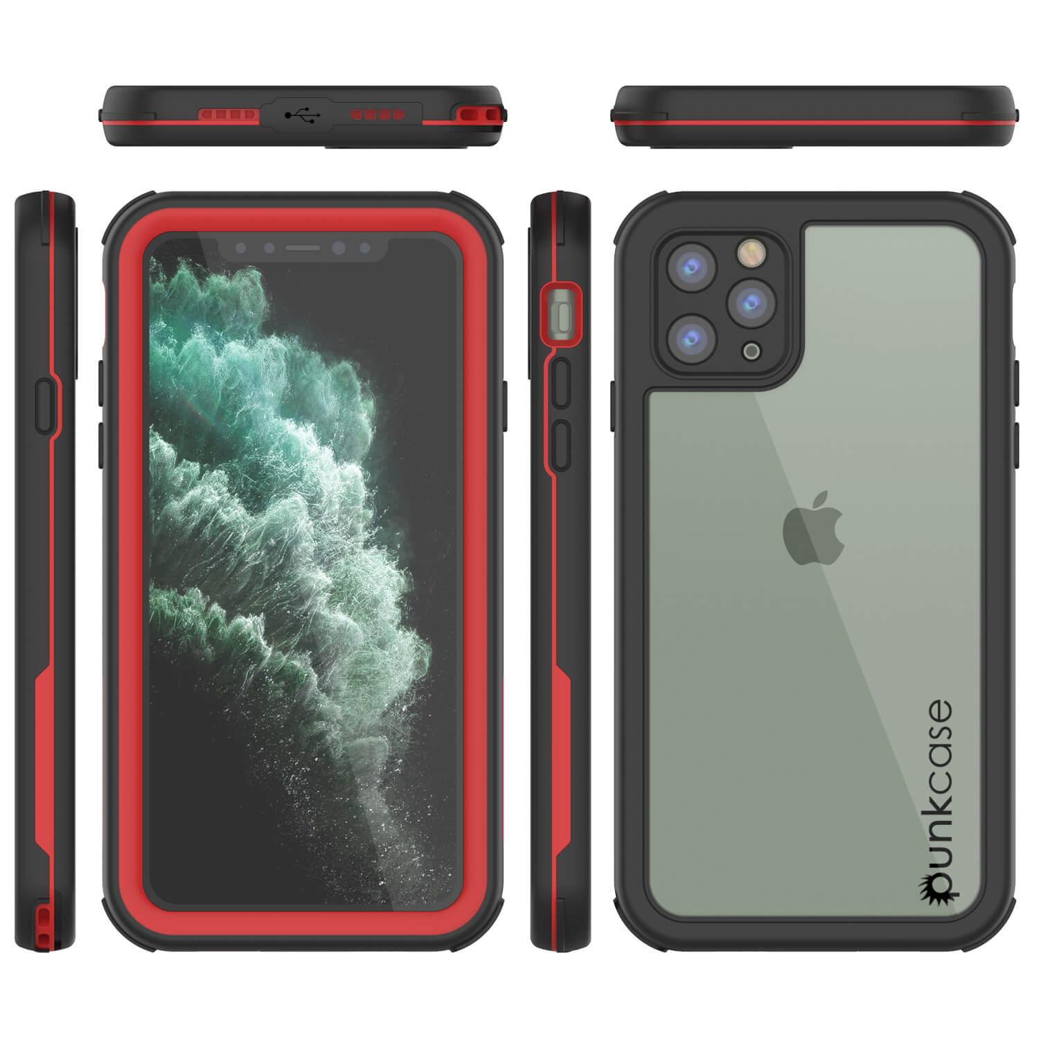iPhone 11 Pro Max Waterproof IP68 Case, Punkcase [red] [Rapture Series]  W/Built in Screen Protector
