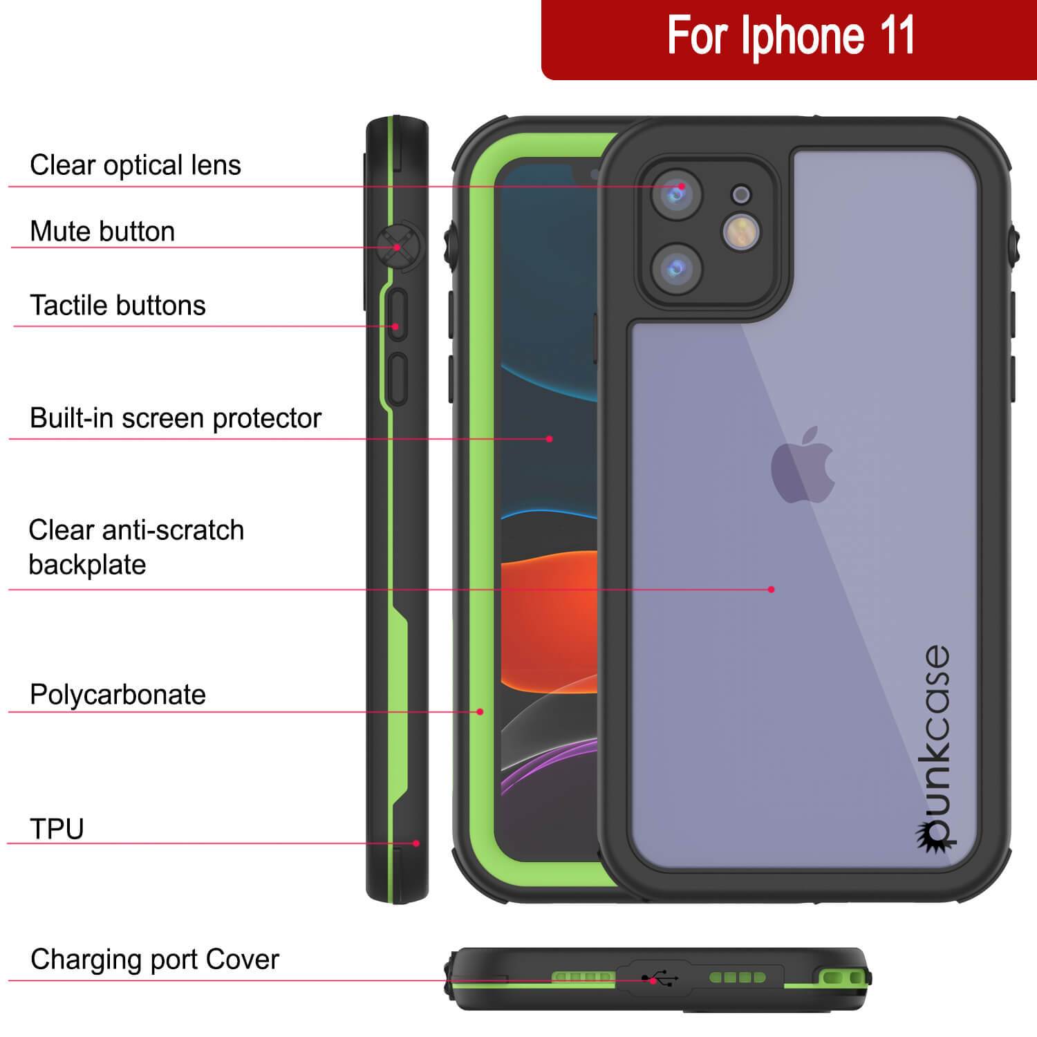 iPhone 8+ Plus Waterproof IP68 Case, Punkcase [Green] [Rapture Series]  W/Built in Screen Protector