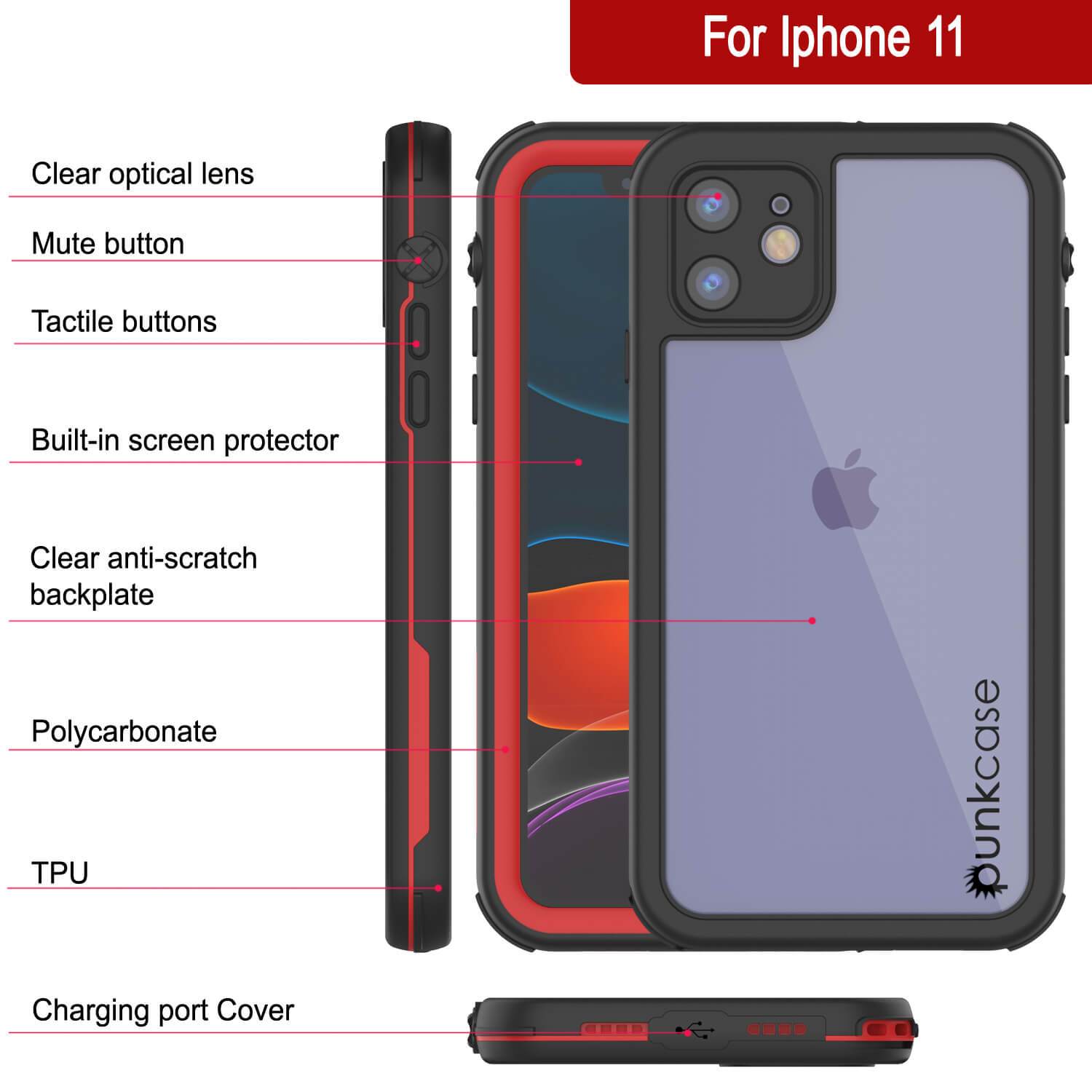 iPhone 7 Waterproof IP68 Case, Punkcase [red] [Rapture Series]  W/Built in Screen Protector