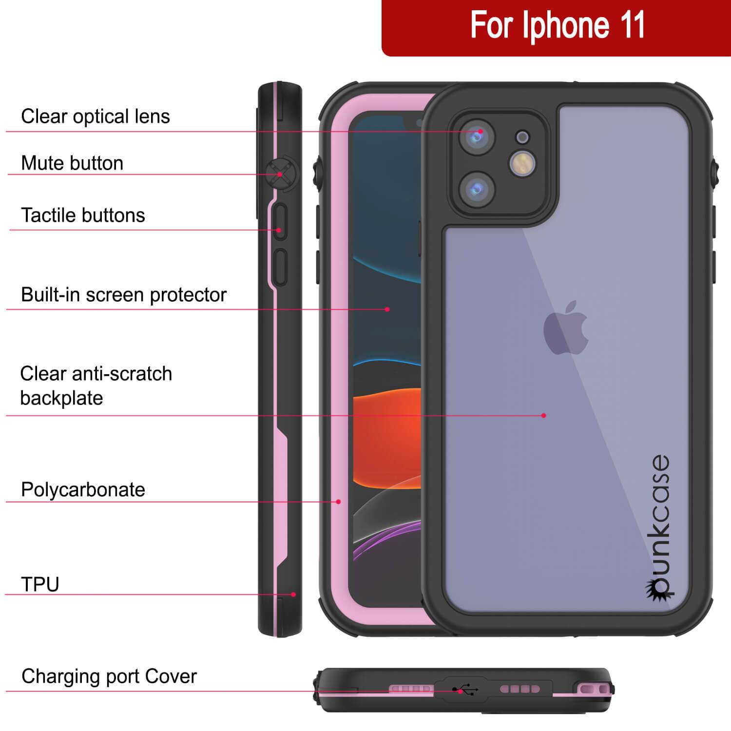 iPhone 8+ Plus Waterproof IP68 Case, Punkcase [pink] [Rapture Series]  W/Built in Screen Protector