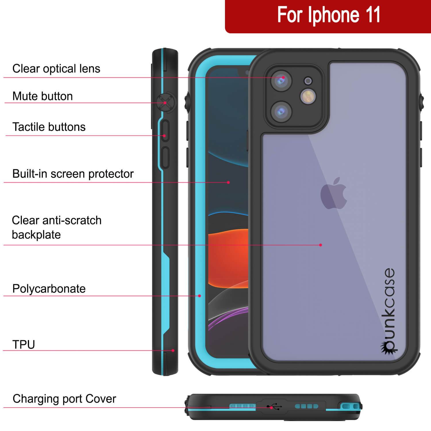 iPhone SE 2020 (4.7") Waterproof IP68 Case, Punkcase [Blue] [Rapture Series]  W/Built in Screen Protector