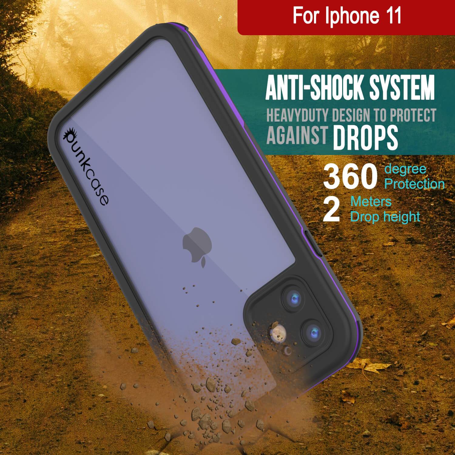 iPhone 8 Waterproof IP68 Case, Punkcase [Purple] [Rapture Series]  W/Built in Screen Protector