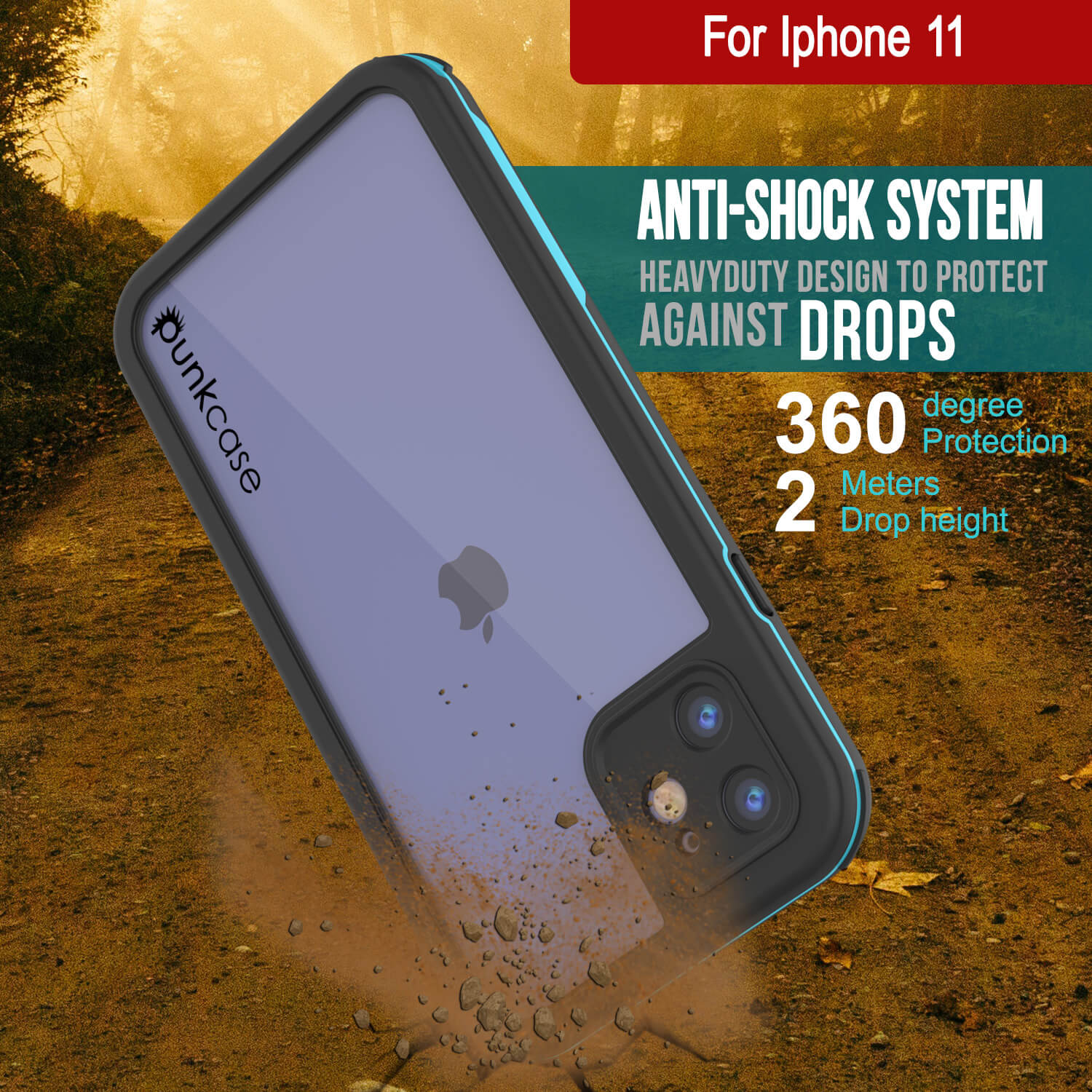 iPhone 11 Waterproof IP68 Case, Punkcase [Blue] [Rapture Series]  W/Built in Screen Protector