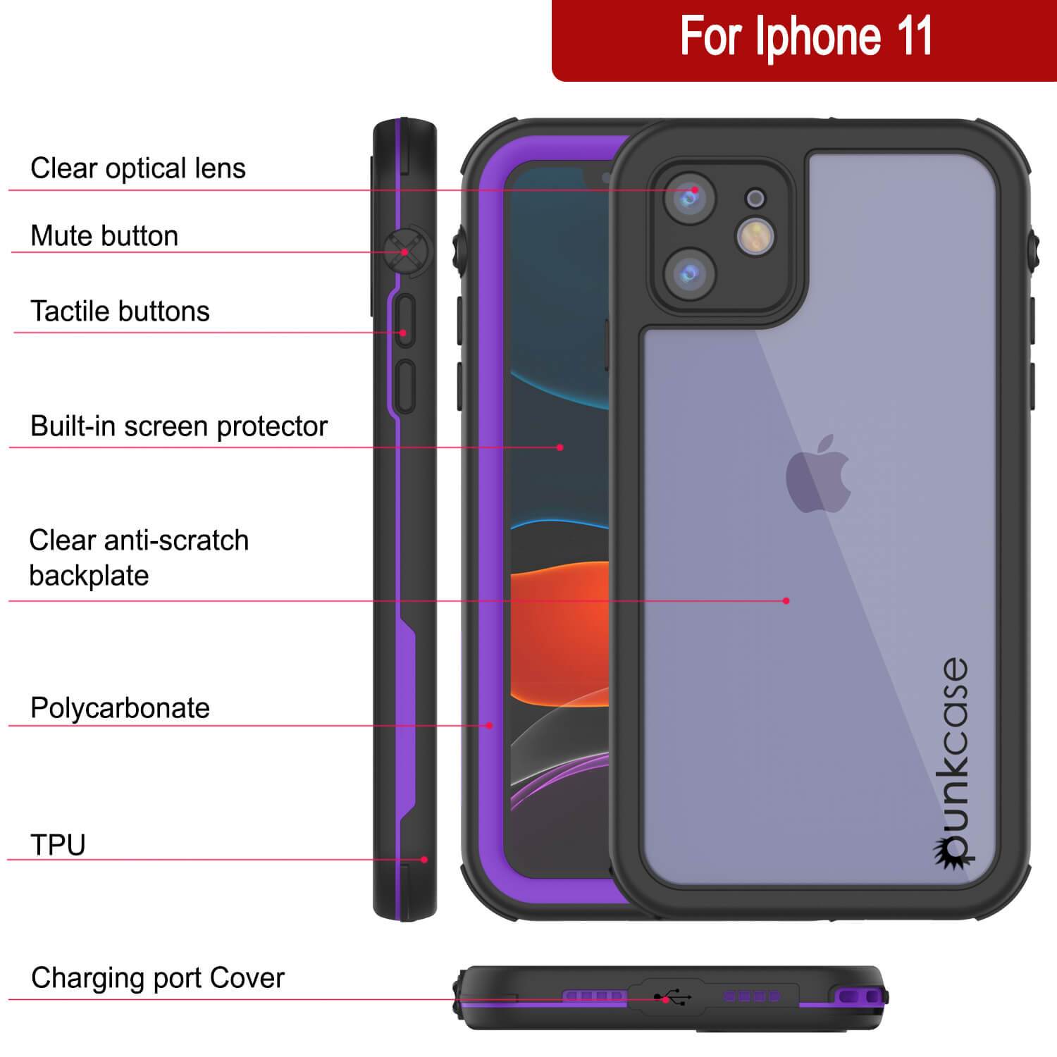 iPhone SE 2020 (4.7") Waterproof IP68 Case, Punkcase [Purple] [Rapture Series]  W/Built in Screen Protector