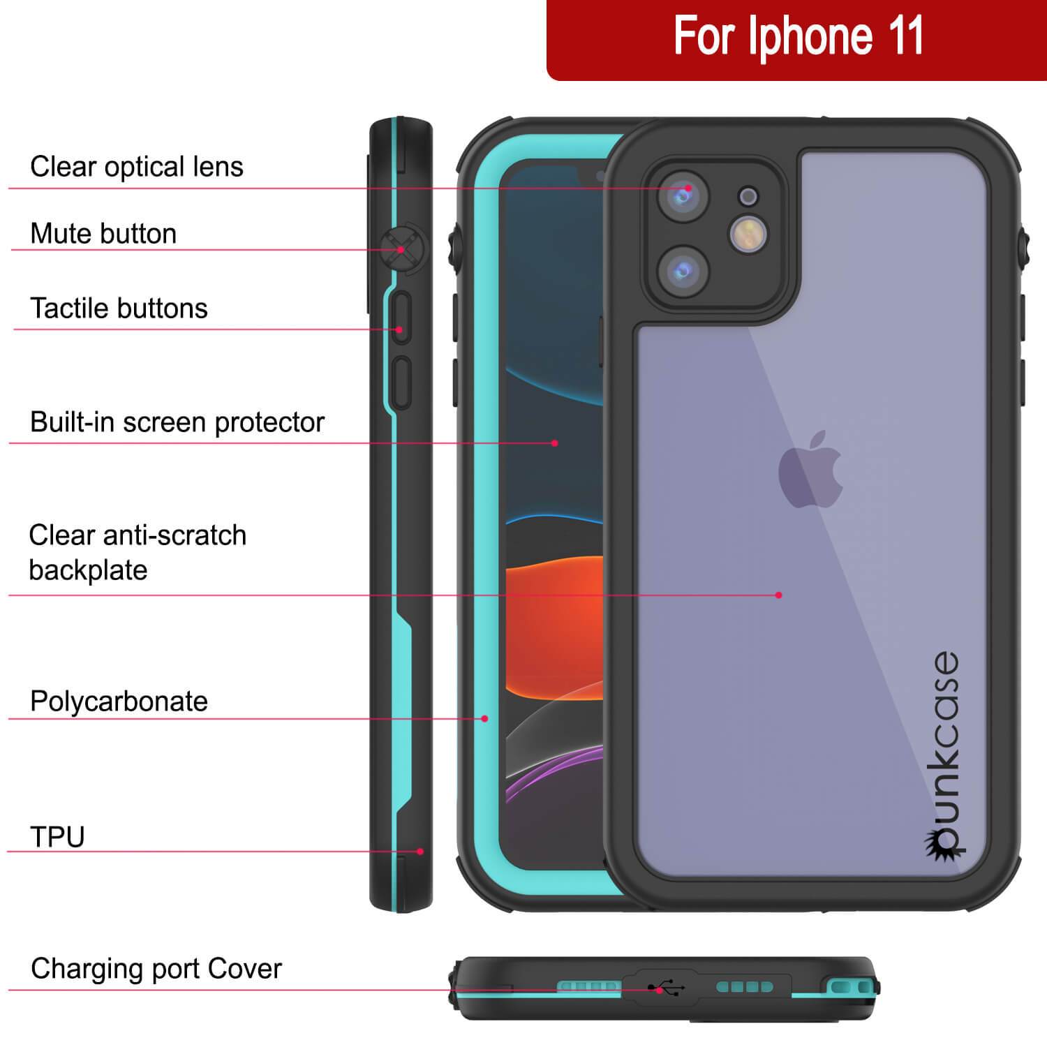 iPhone SE 2020 (4.7") Waterproof IP68 Case, Punkcase [teal] [Rapture Series]  W/Built in Screen Protector