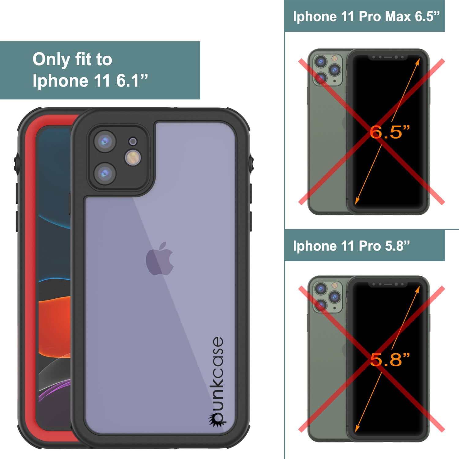 iPhone 11 Waterproof IP68 Case, Punkcase [red] [Rapture Series]  W/Built in Screen Protector