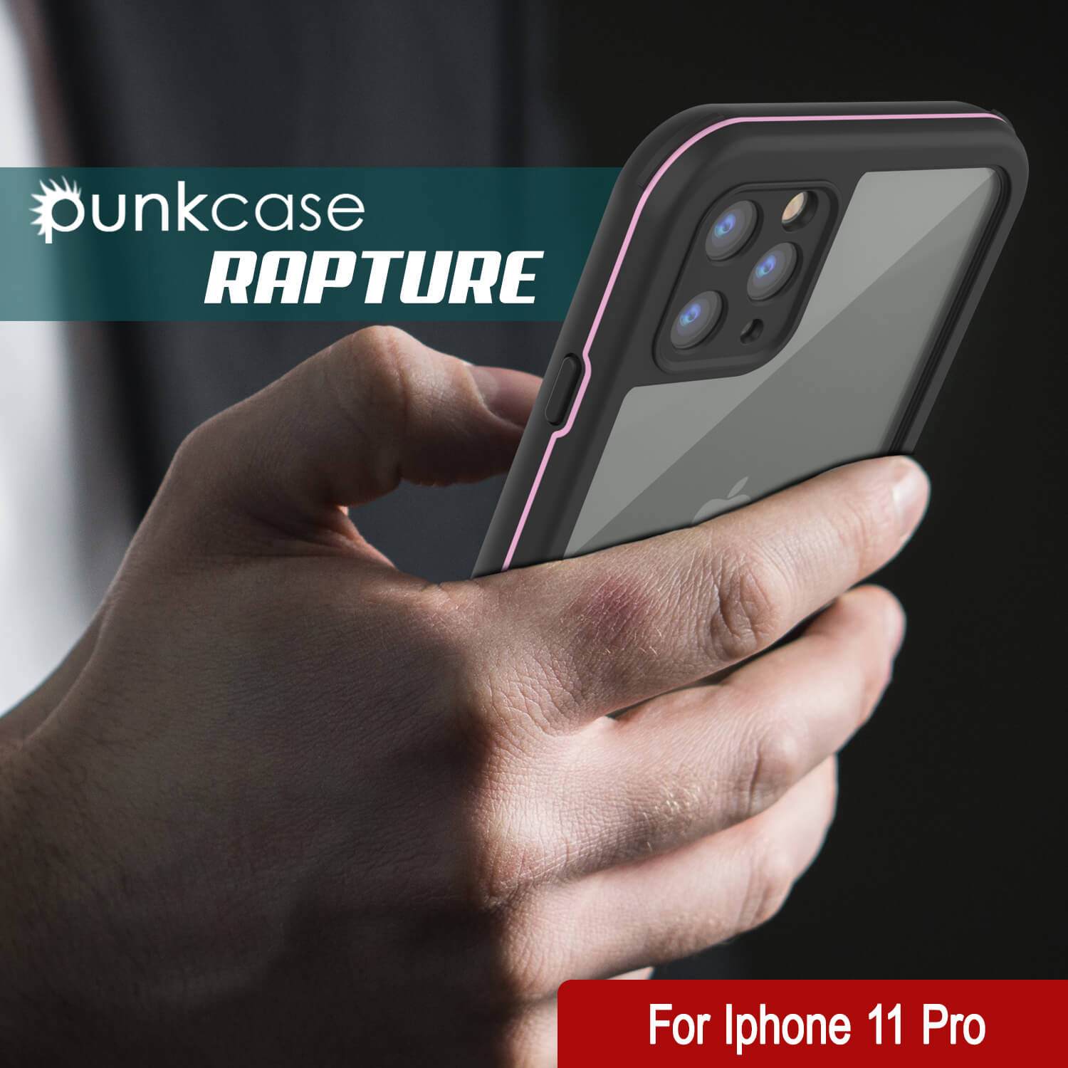 iPhone 11 Pro Waterproof IP68 Case, Punkcase [pink] [Rapture Series]  W/Built in Screen Protector