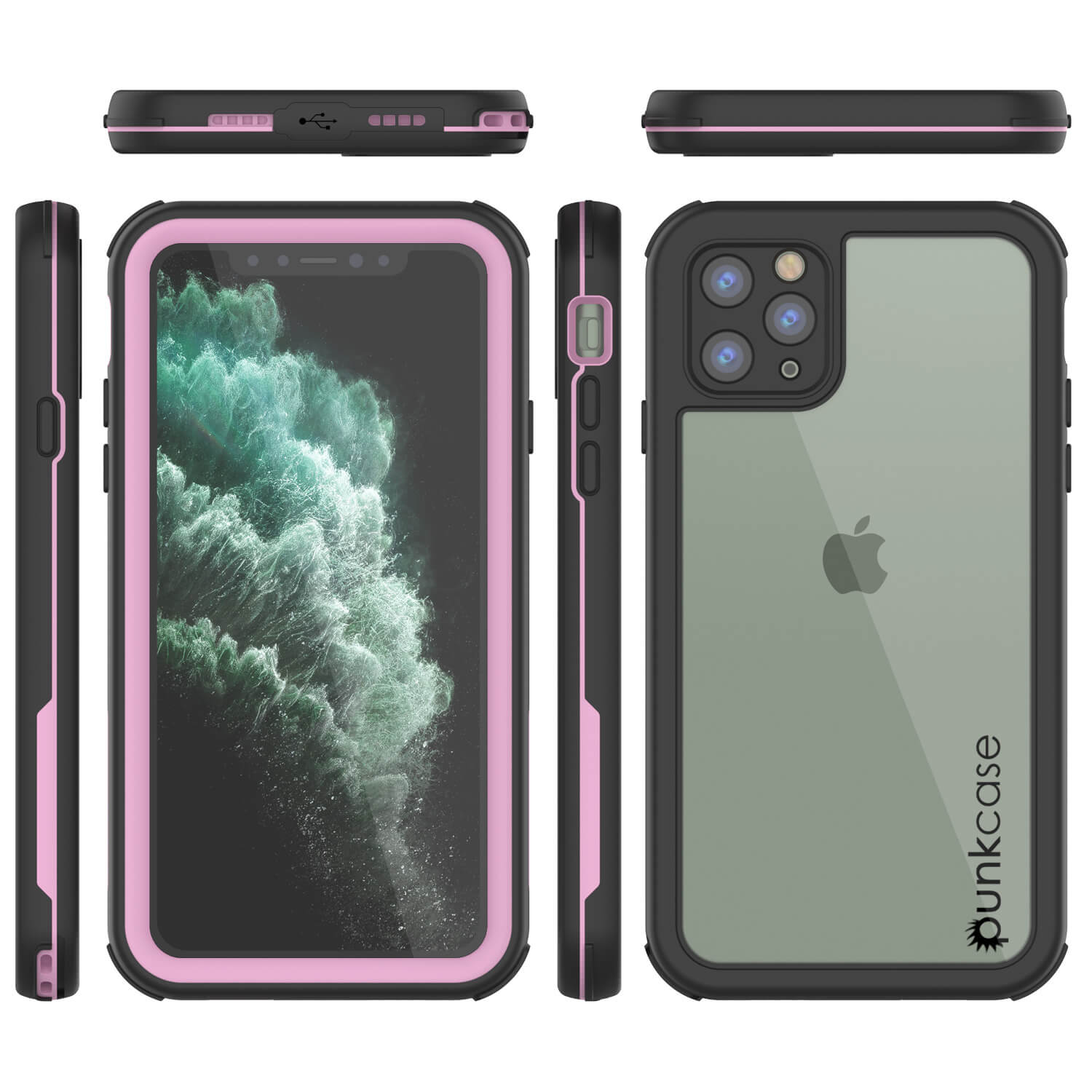 iPhone 11 Pro Waterproof IP68 Case, Punkcase [pink] [Rapture Series]  W/Built in Screen Protector