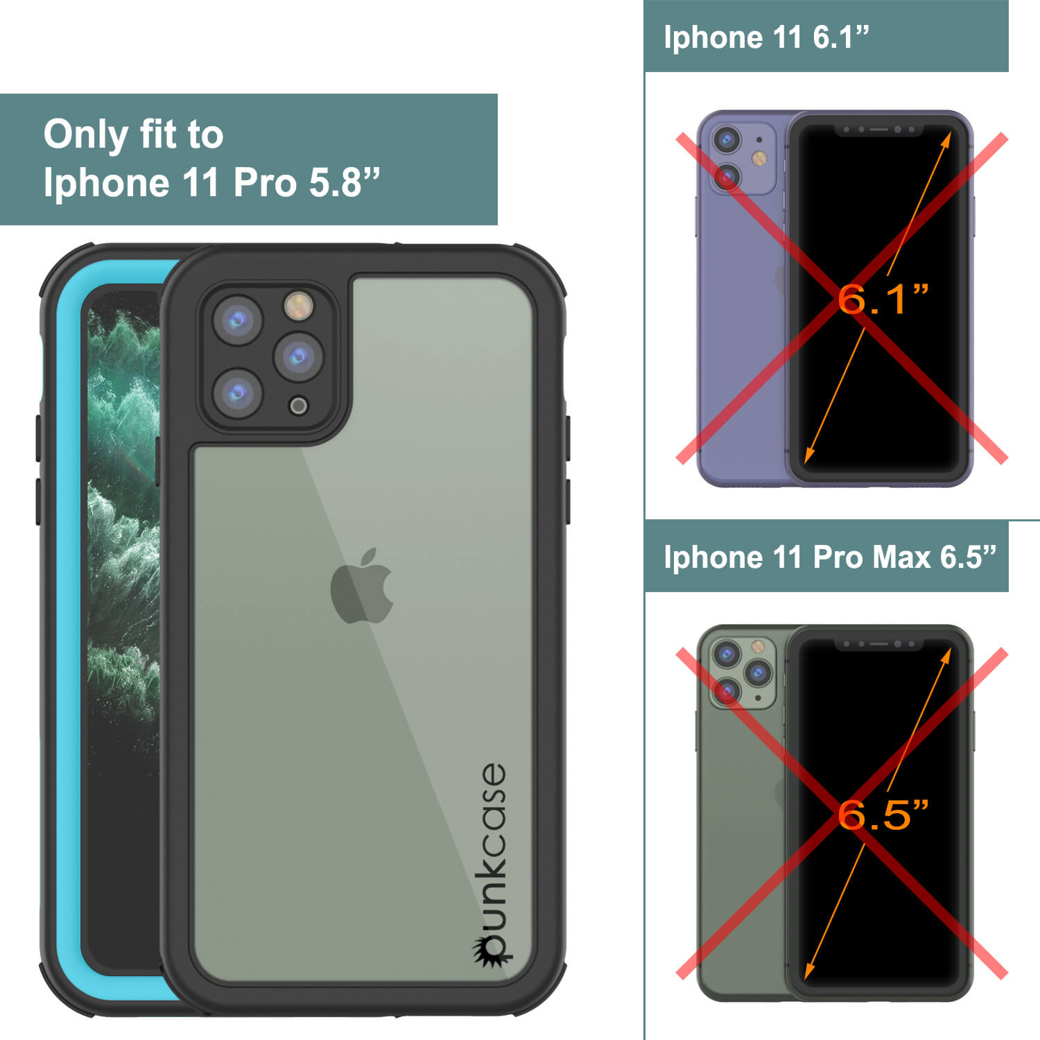 iPhone 11 Pro Waterproof IP68 Case, Punkcase [Blue] [Rapture Series]  W/Built in Screen Protector