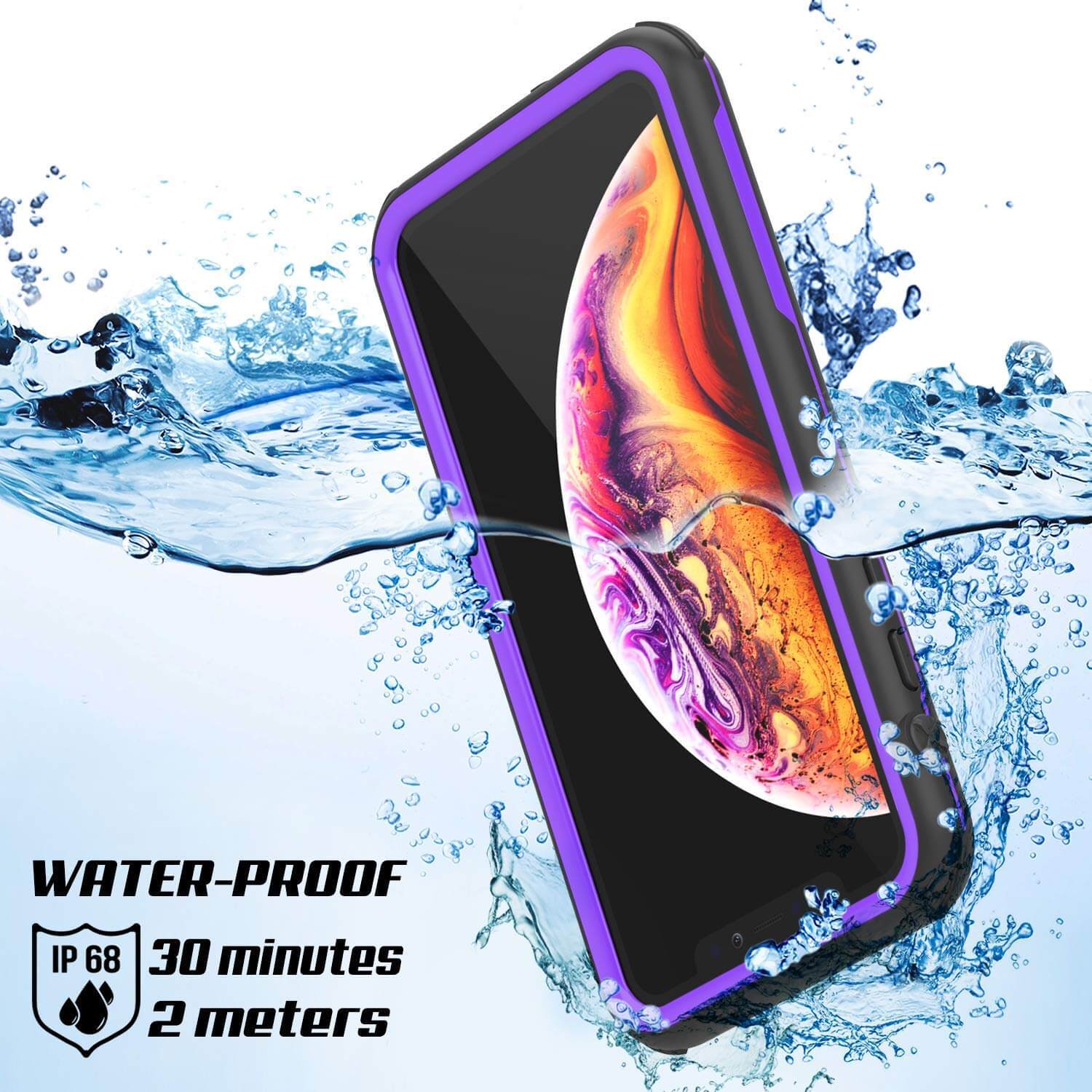 iPhone XS Max Waterproof IP68 Case, Punkcase [Purple] [Rapture Series]  W/Built in Screen Protector
