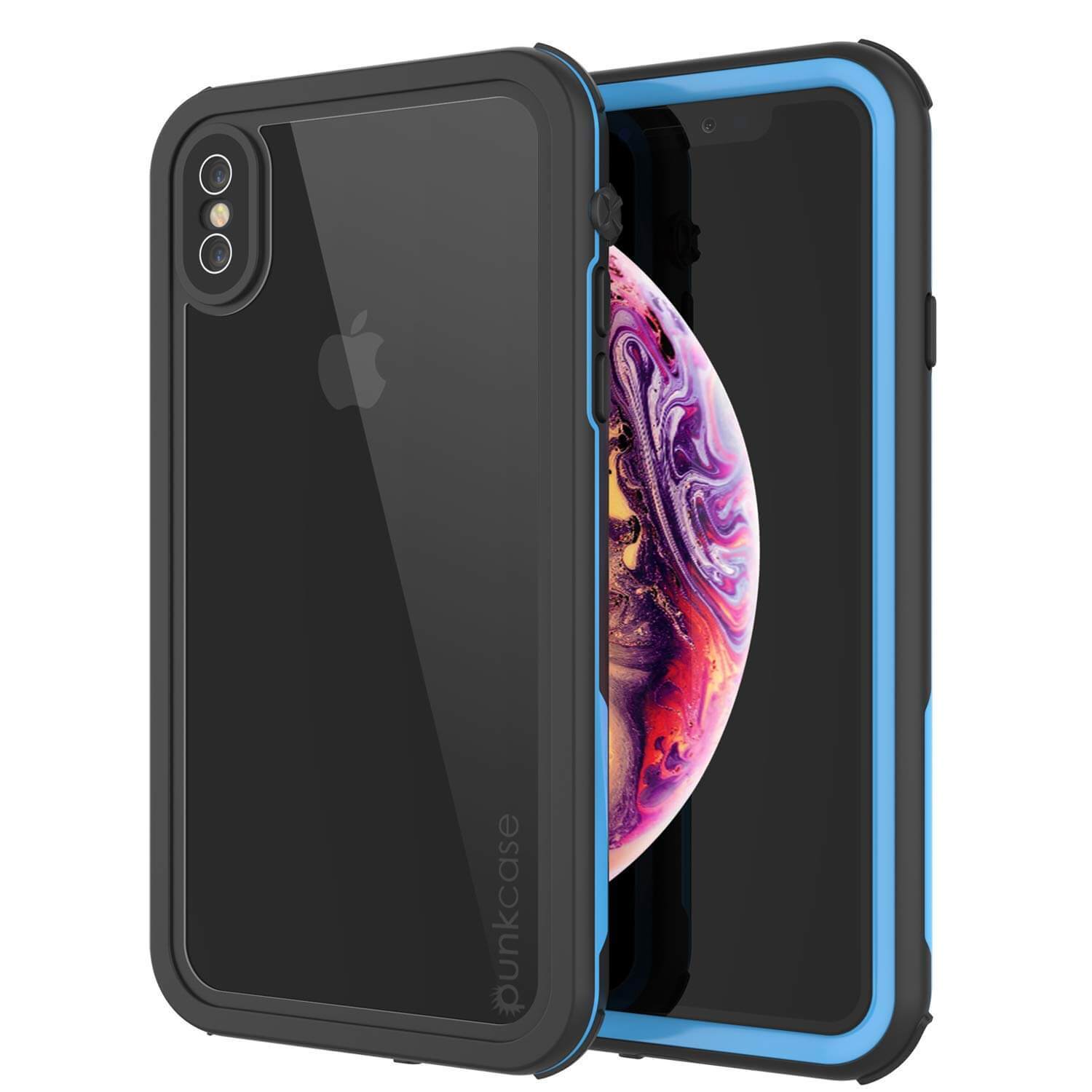 iPhone XS Max Waterproof IP68 Case, Punkcase [Blue] [Rapture Series]  W/Built in Screen Protector