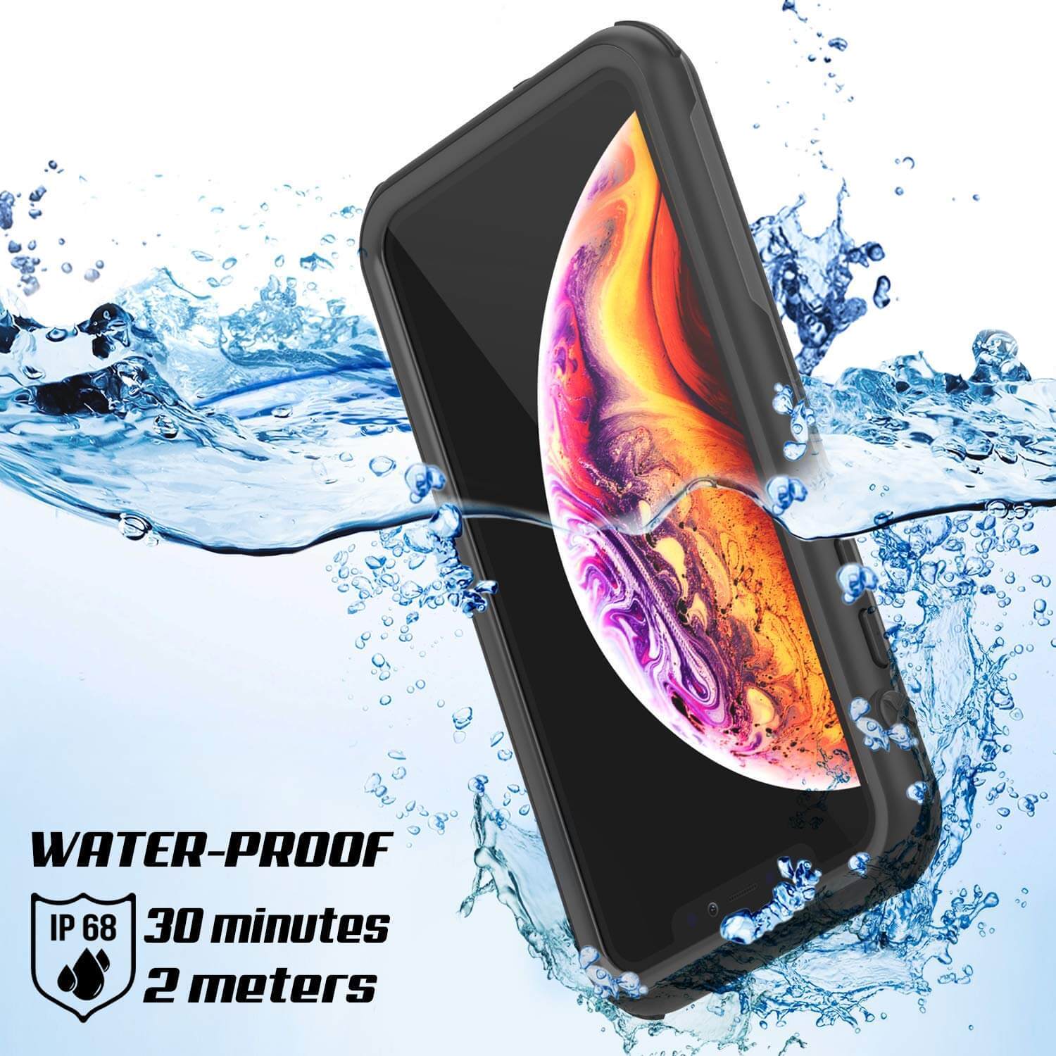 iPhone XS Max Waterproof IP68 Case, Punkcase [Black] [Rapture Series]  W/Built in Screen Protector