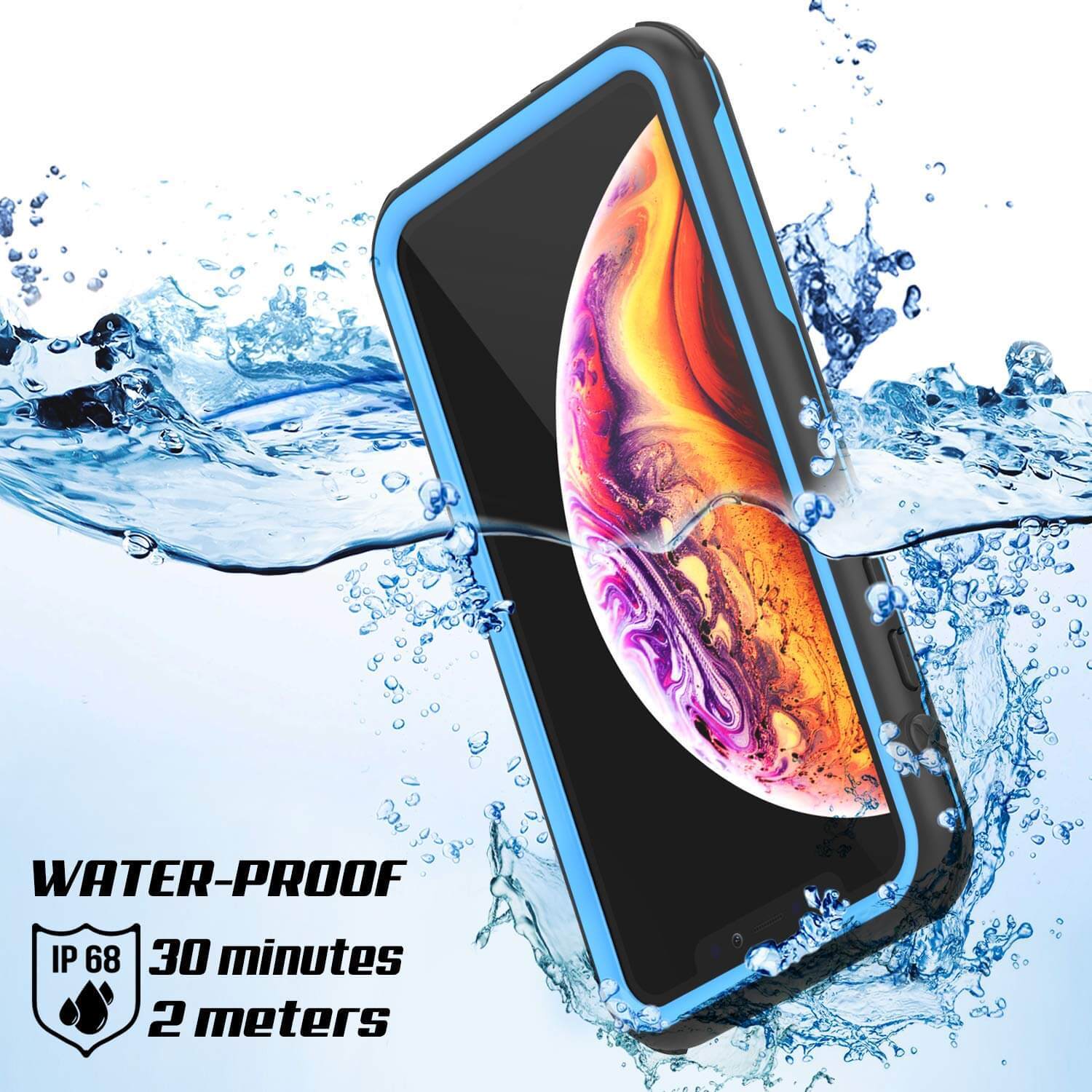 iPhone XS Max Waterproof IP68 Case, Punkcase [Blue] [Rapture Series]  W/Built in Screen Protector
