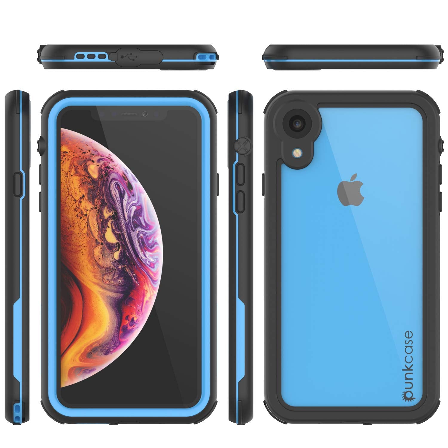 iPhone XR Waterproof IP68 Case, Punkcase [Blue] [Rapture Series]  W/Built in Screen Protector